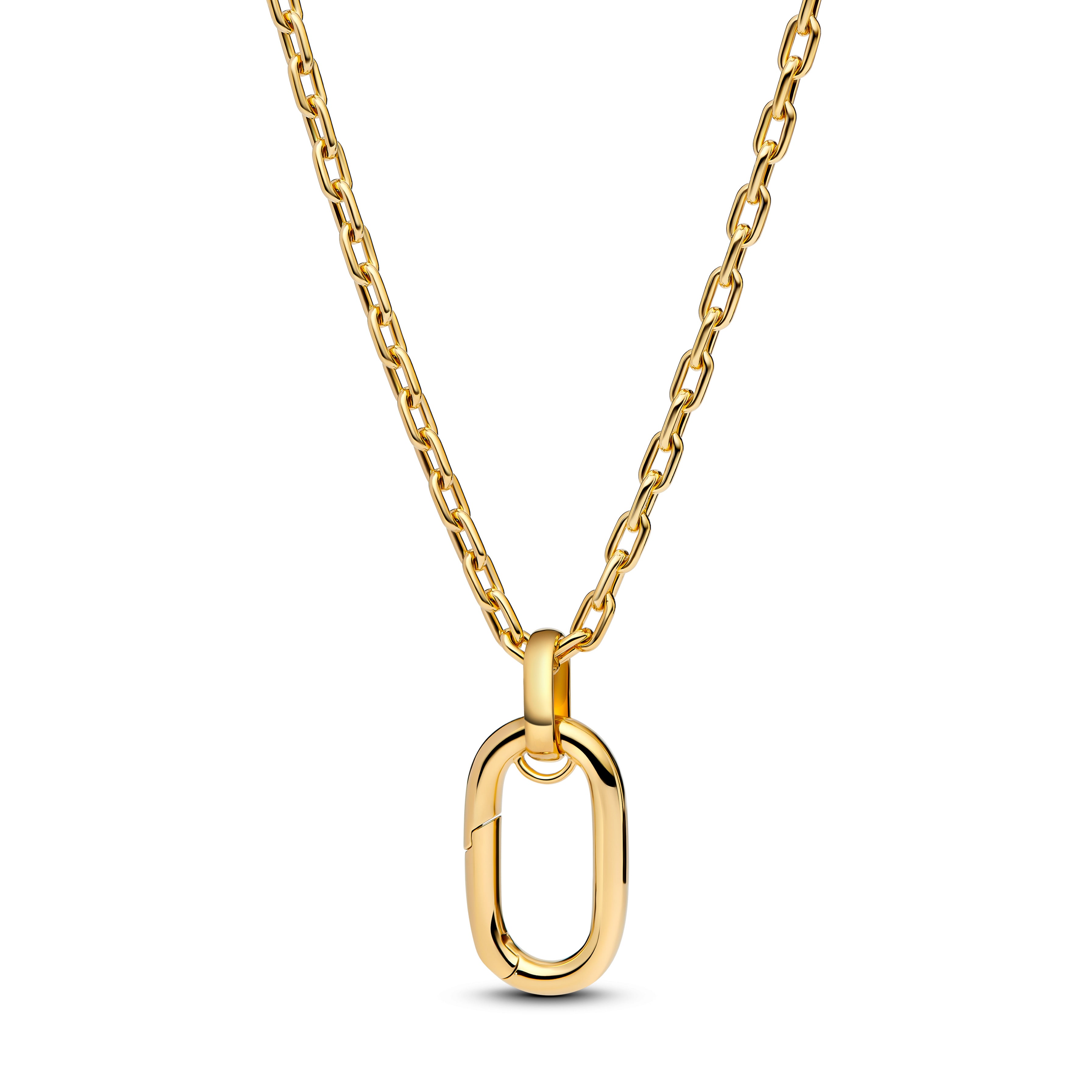 14K Gold-Plated Large Openable Link Pendant Necklace