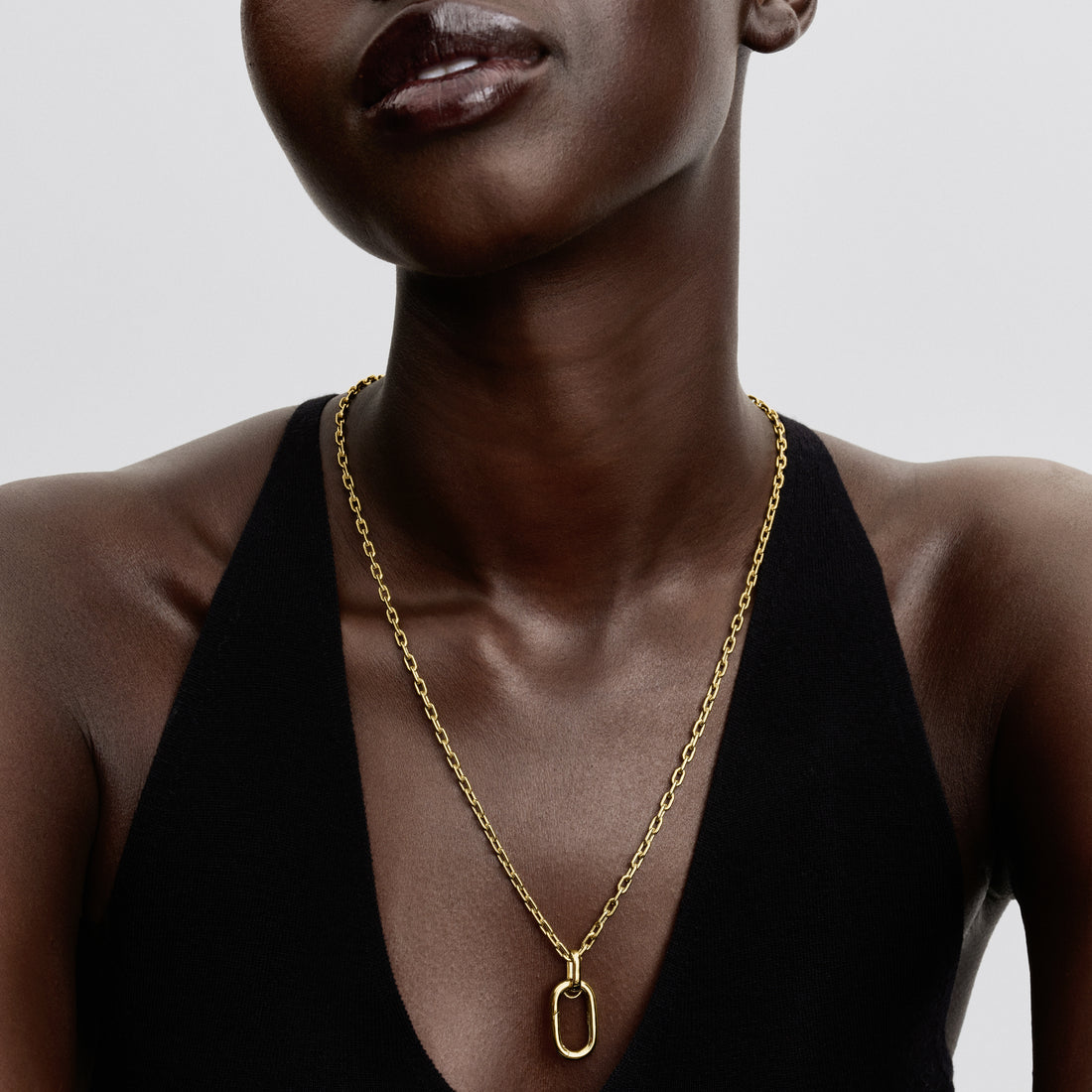 14K Gold-Plated Large Openable Link Pendant Necklace