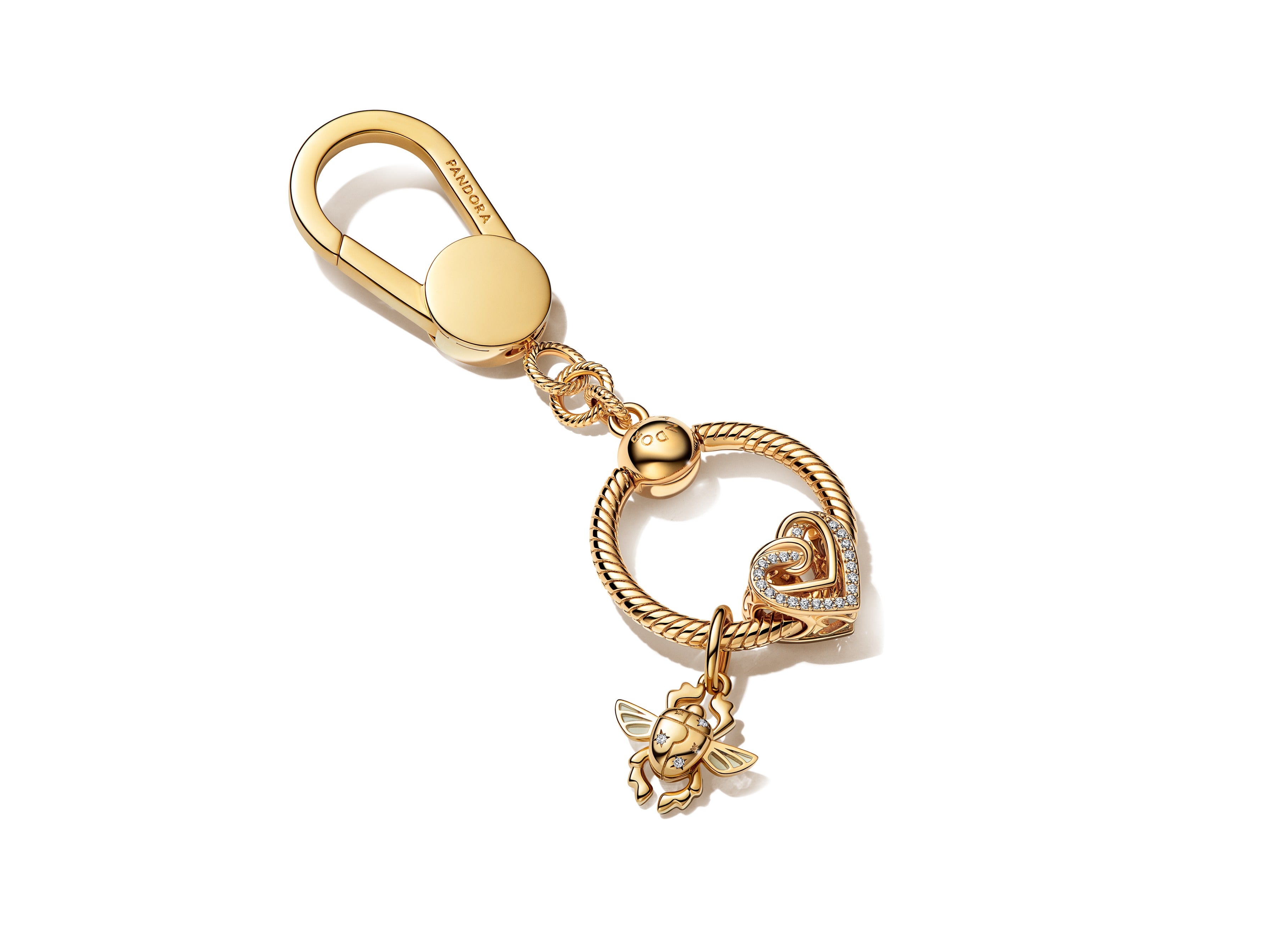 14K Gold-Plated Bag Charm Holder With Small Pandora O Pendant