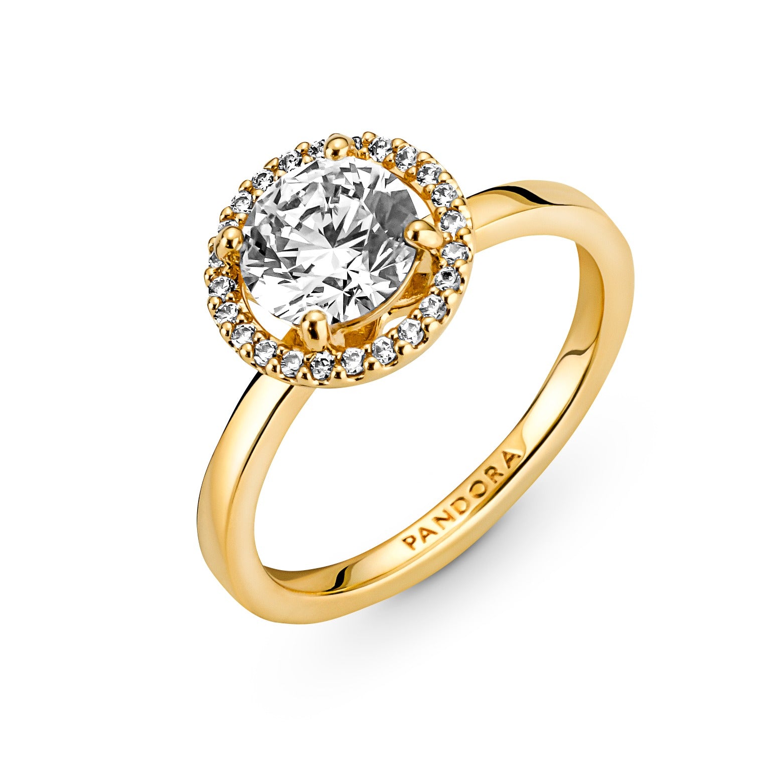 14K Gold-Plated Ring With Clear Cubic Zirconia
