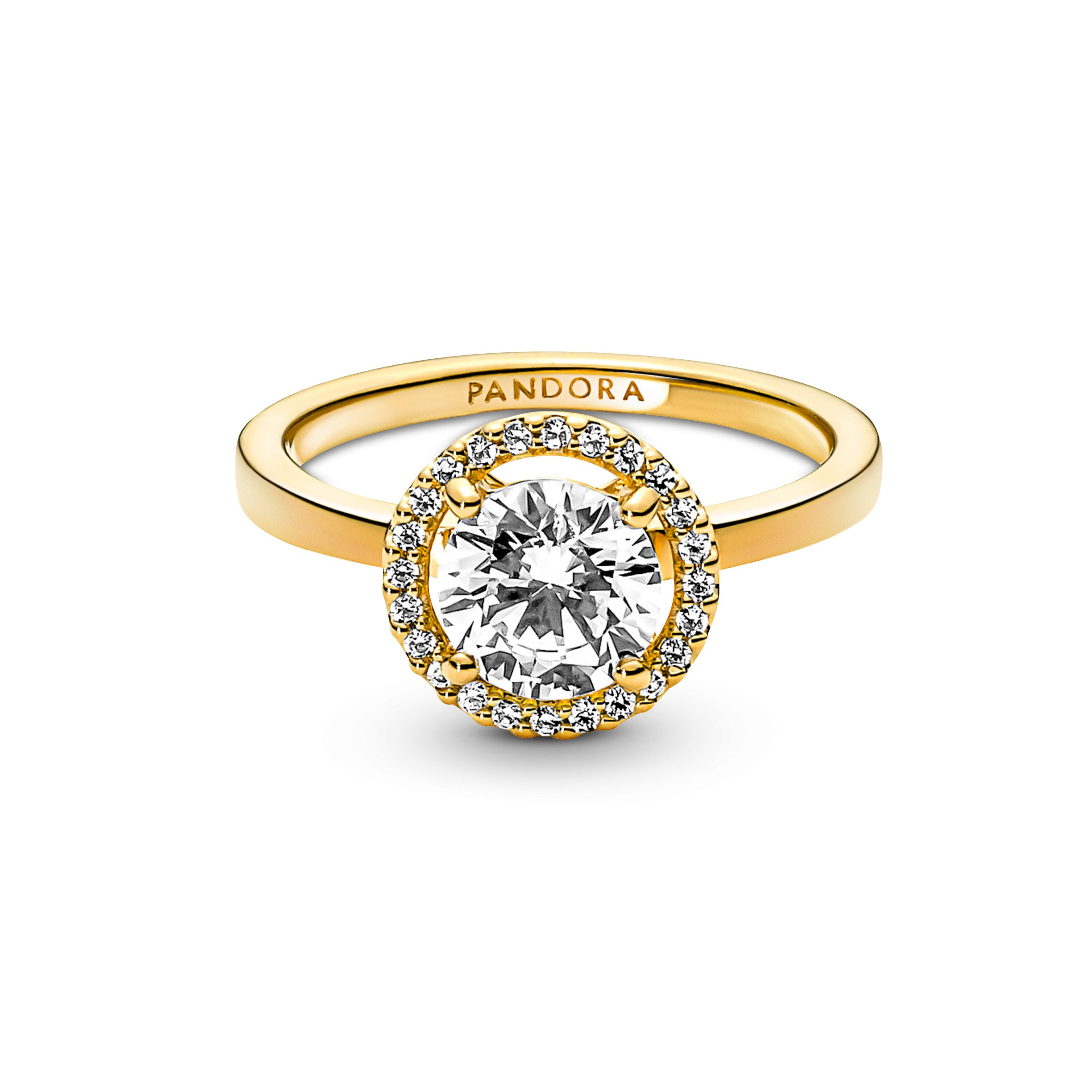 14K Gold-Plated Ring With Clear Cubic Zirconia