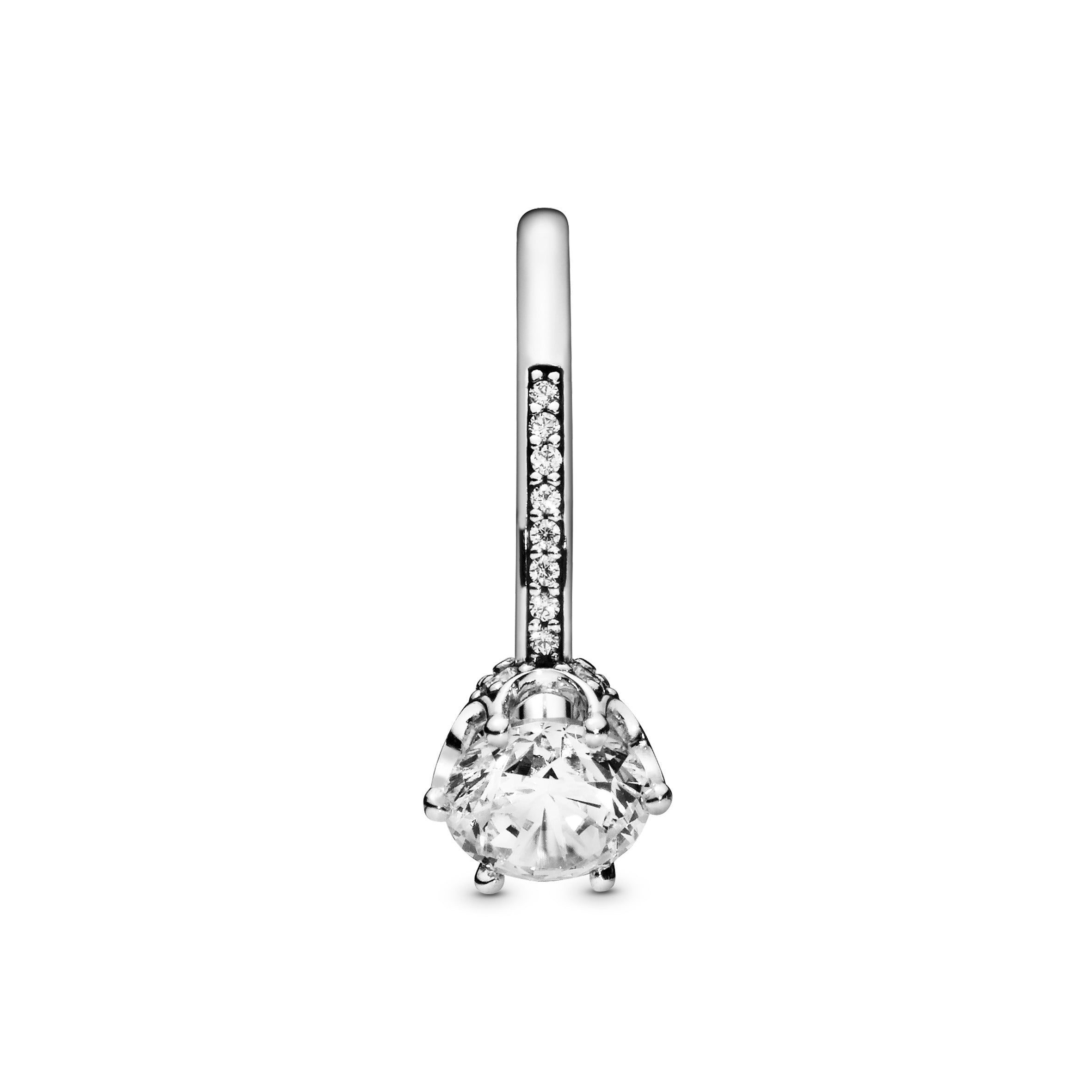 Crown Sterling Silver Ring With Clear Cubic Zirconia