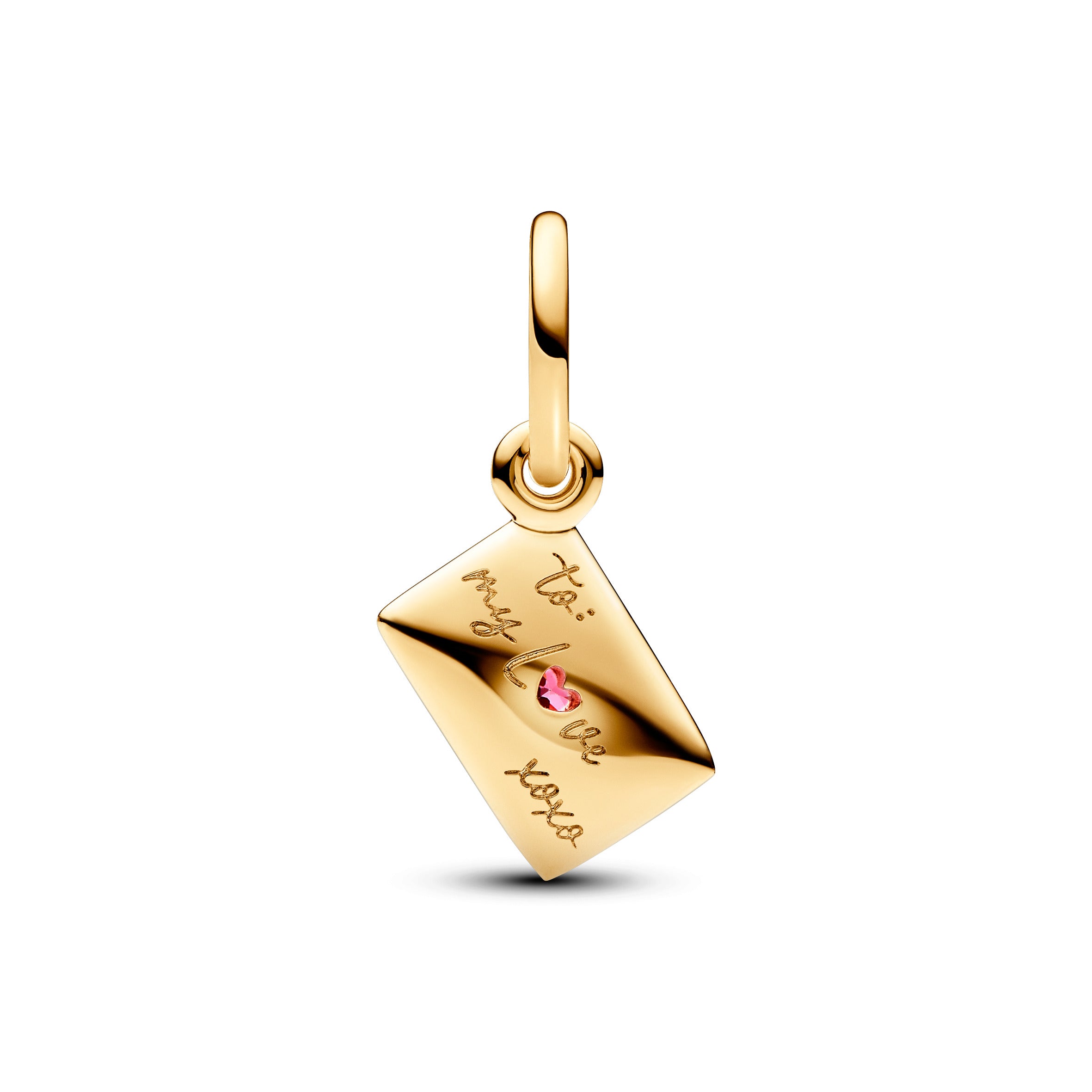 Love Envelope 14K Gold-Plated Dangle With Red Cubic Zirconia