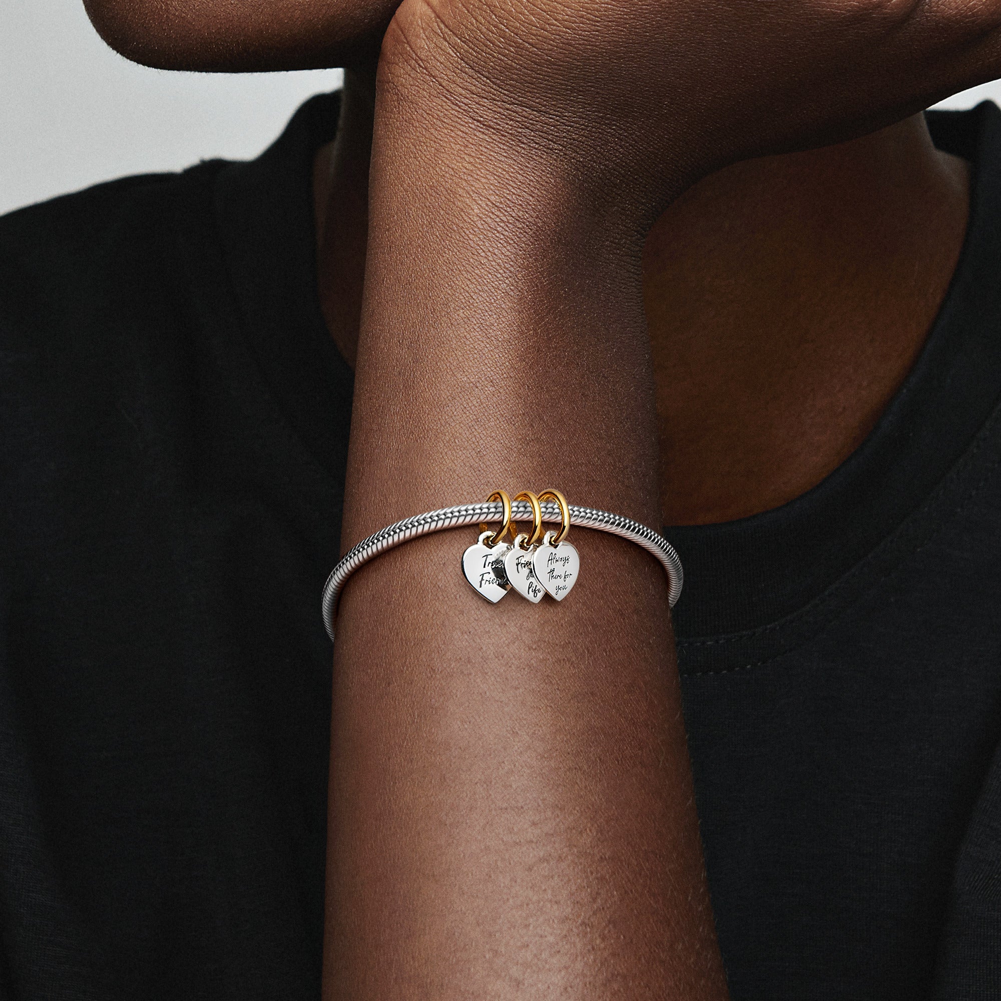 Triple Hearts Sterling Silver And 14K Gold-Plated Splitable Dangle