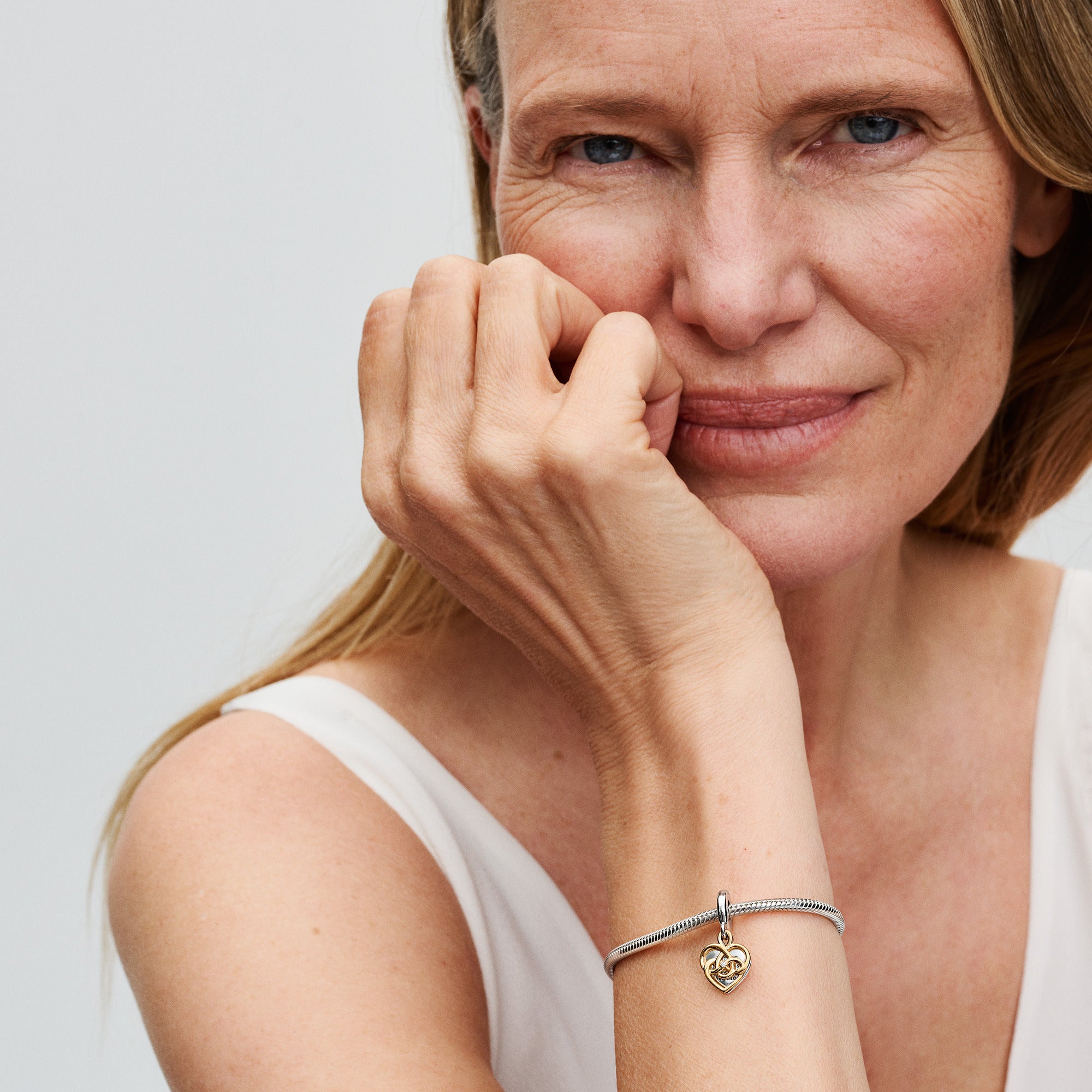 Engravable Heart Sterling Silver And 14K Gold-Plated Double Dangle With 0.009 Ct Tw Ghi Vs2+Round Brilliant-Cut Lab-Grown Diamond