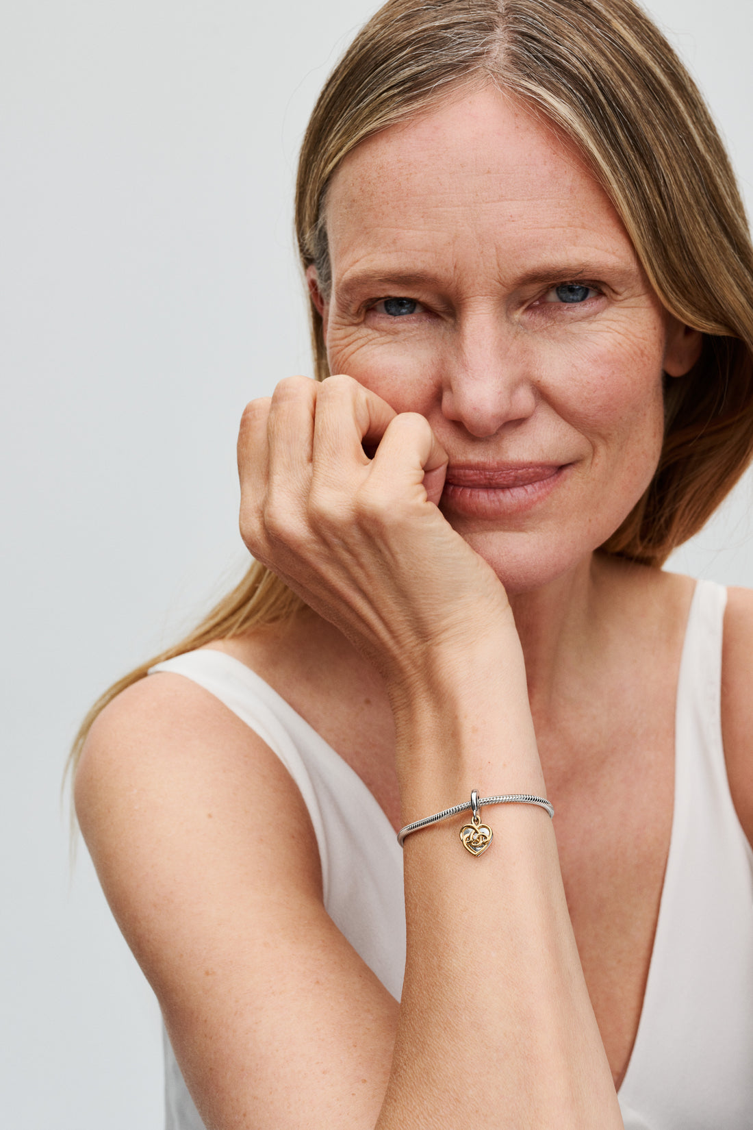 Engravable Heart Sterling Silver And 14K Gold-Plated Double Dangle With 0.009 Ct Tw Ghi Vs2+Round Brilliant-Cut Lab-Grown Diamond