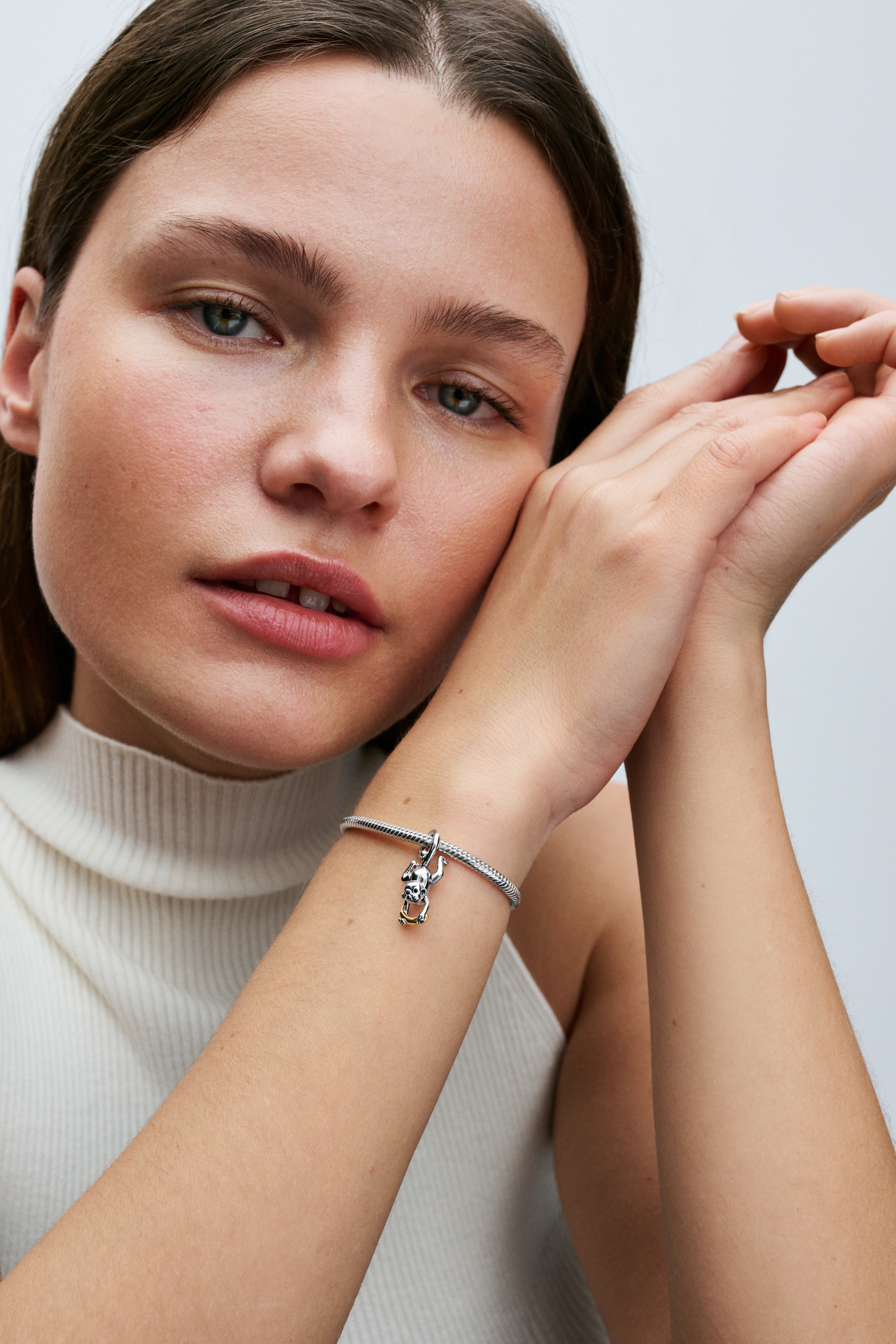 Car Sterling Silver And 14K Gold-Plated Charm With Clear Cubic Zirconia