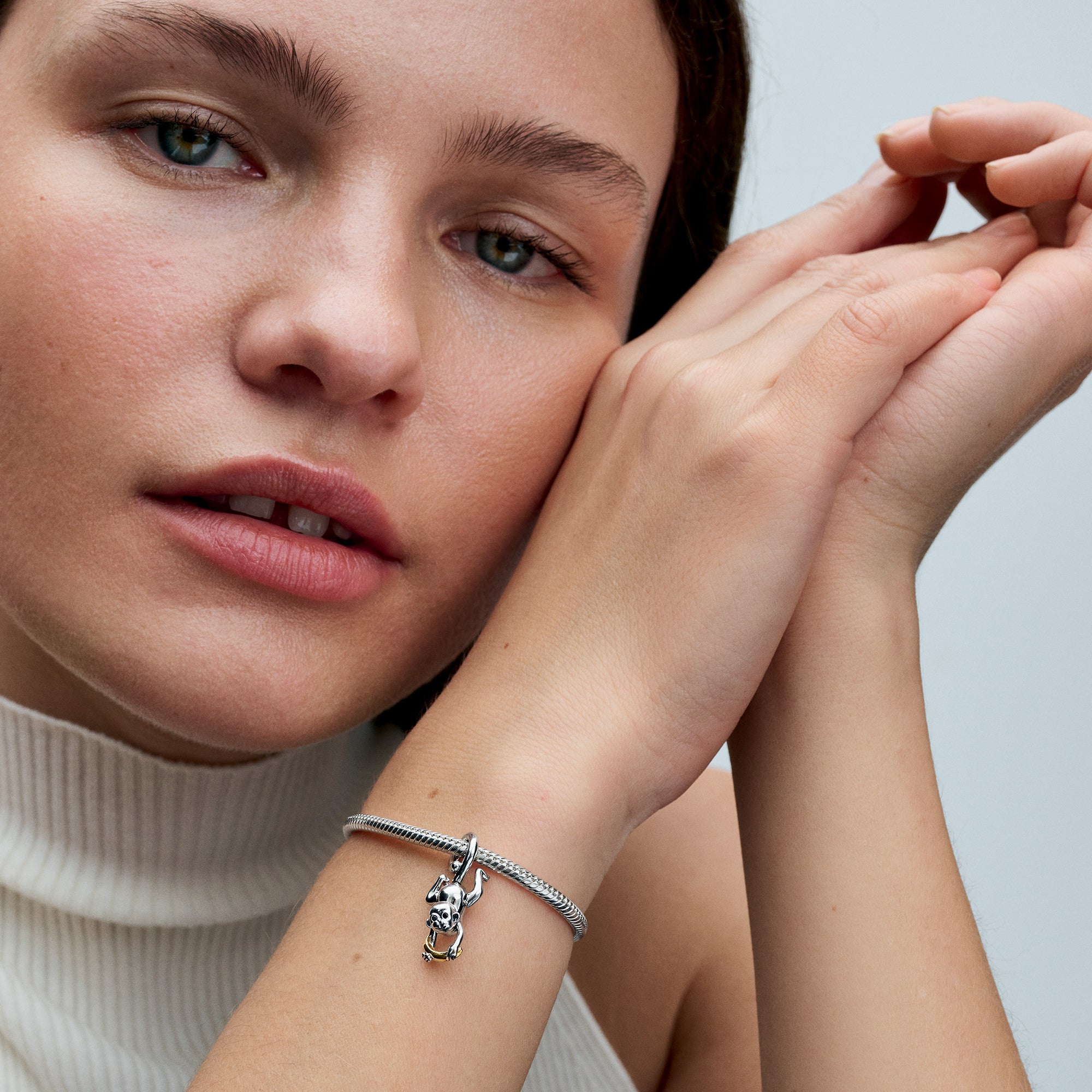 Car Sterling Silver And 14K Gold-Plated Charm With Clear Cubic Zirconia