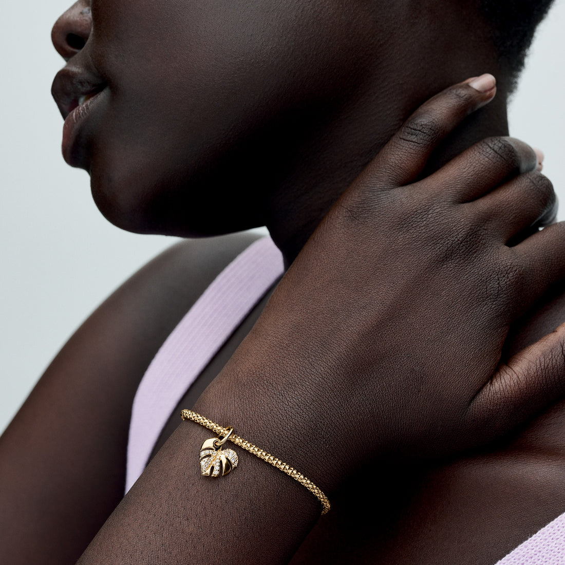 Monstera 14K Gold-Plated Dangle With Clear Cubic Zirconia