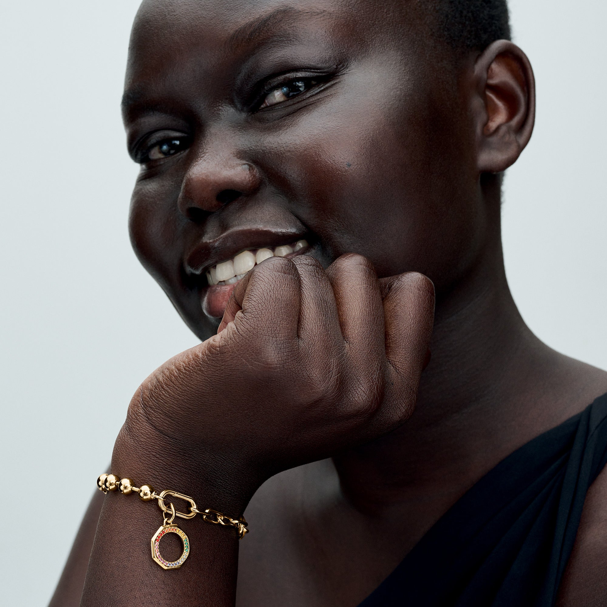 Rainbow 14K Gold-Plated Medallion With Green, Pink, Blue, Red, Purple, Orange And Yellow Crystal