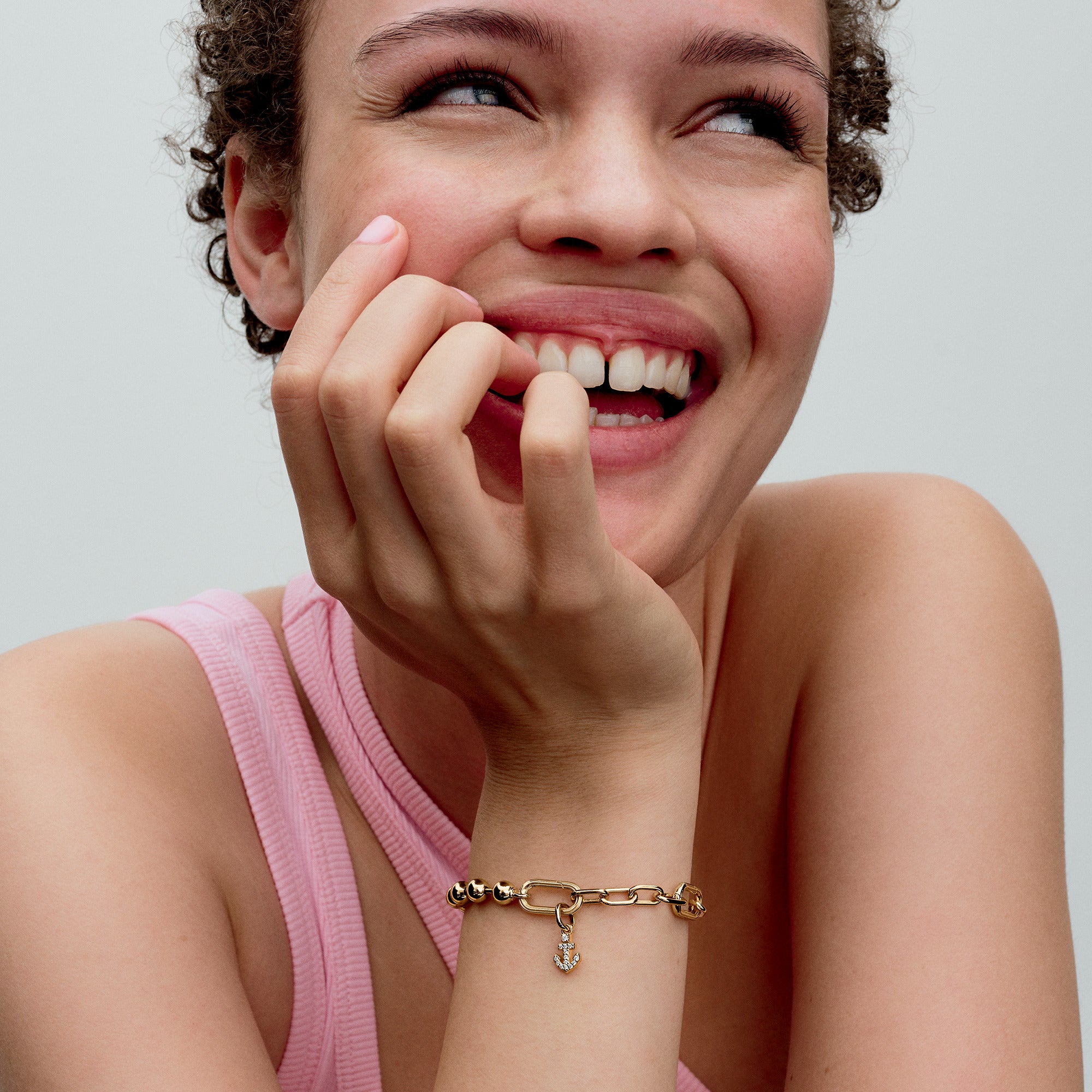 Anchor 14K Gold-Plated Mini Dangle With Clear Cubic Zirconia