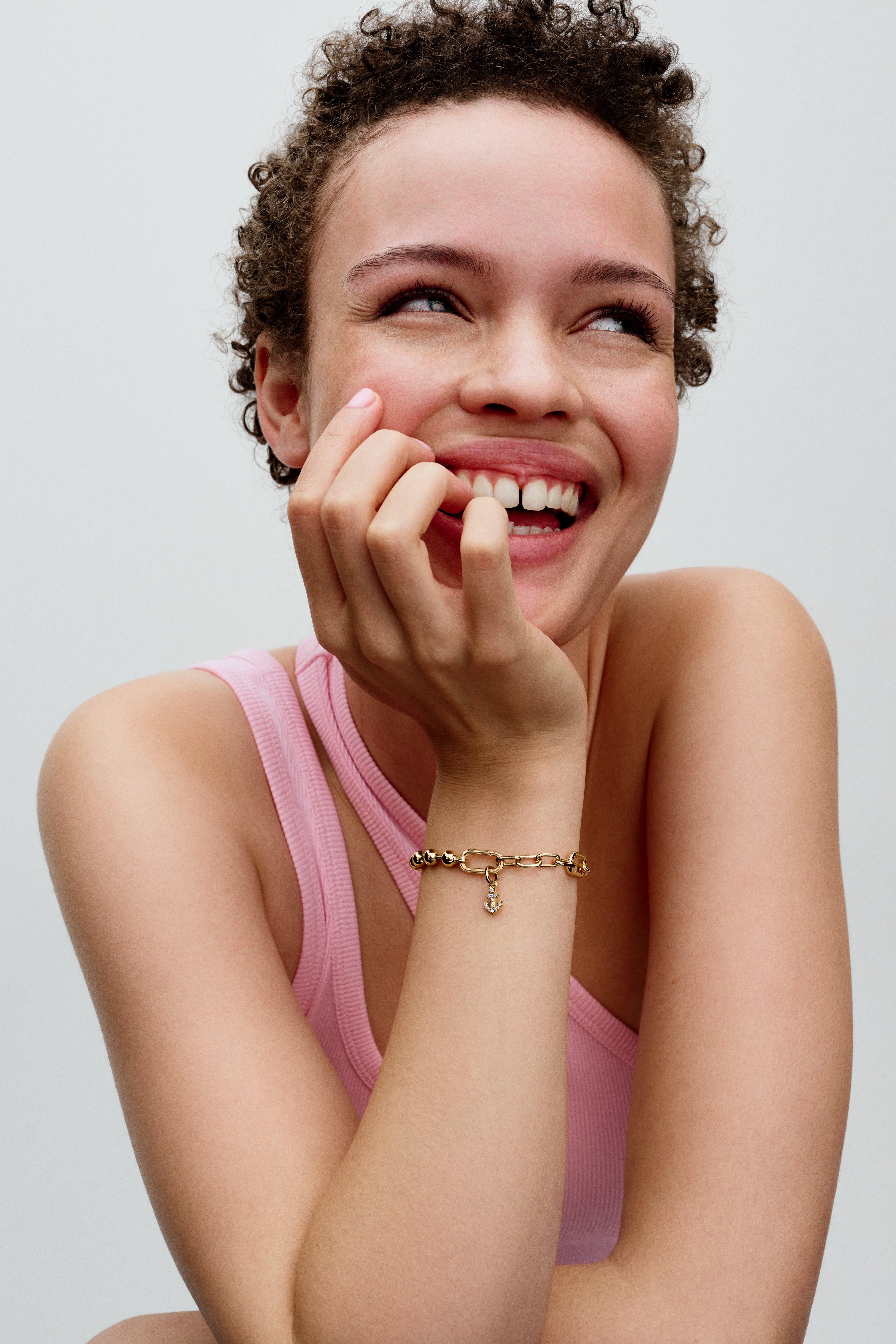 Anchor 14K Gold-Plated Mini Dangle With Clear Cubic Zirconia