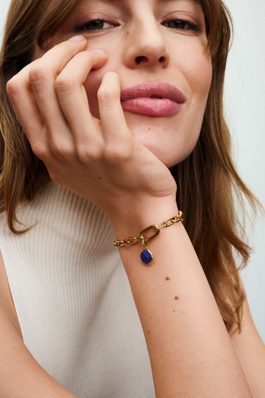 Engravable Octagonal 14K Gold-Plated Mini Medallion With Man-Made Imitation Of Lapis Lazuli