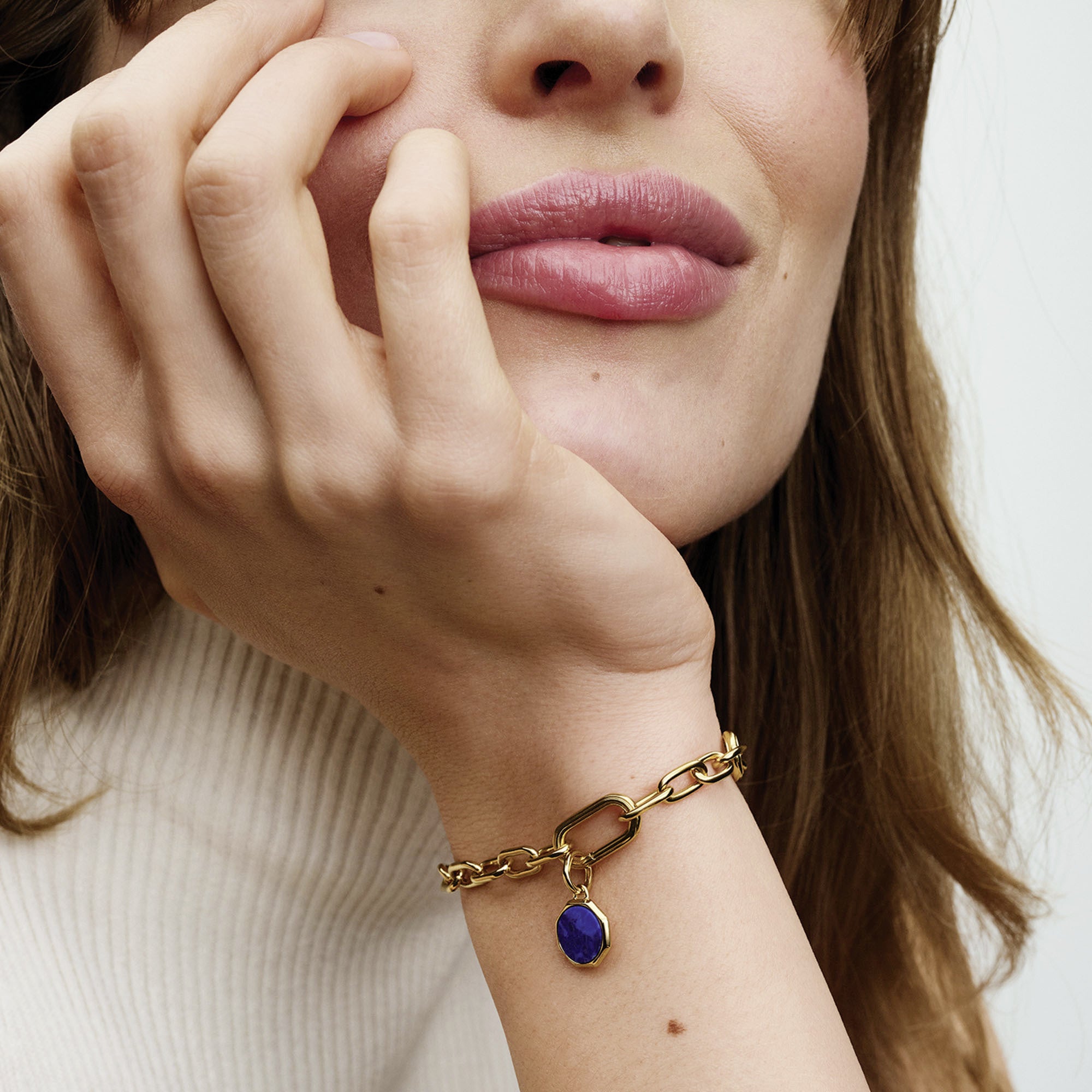 Engravable Octagonal 14K Gold-Plated Mini Medallion With Man-Made Imitation Of Lapis Lazuli