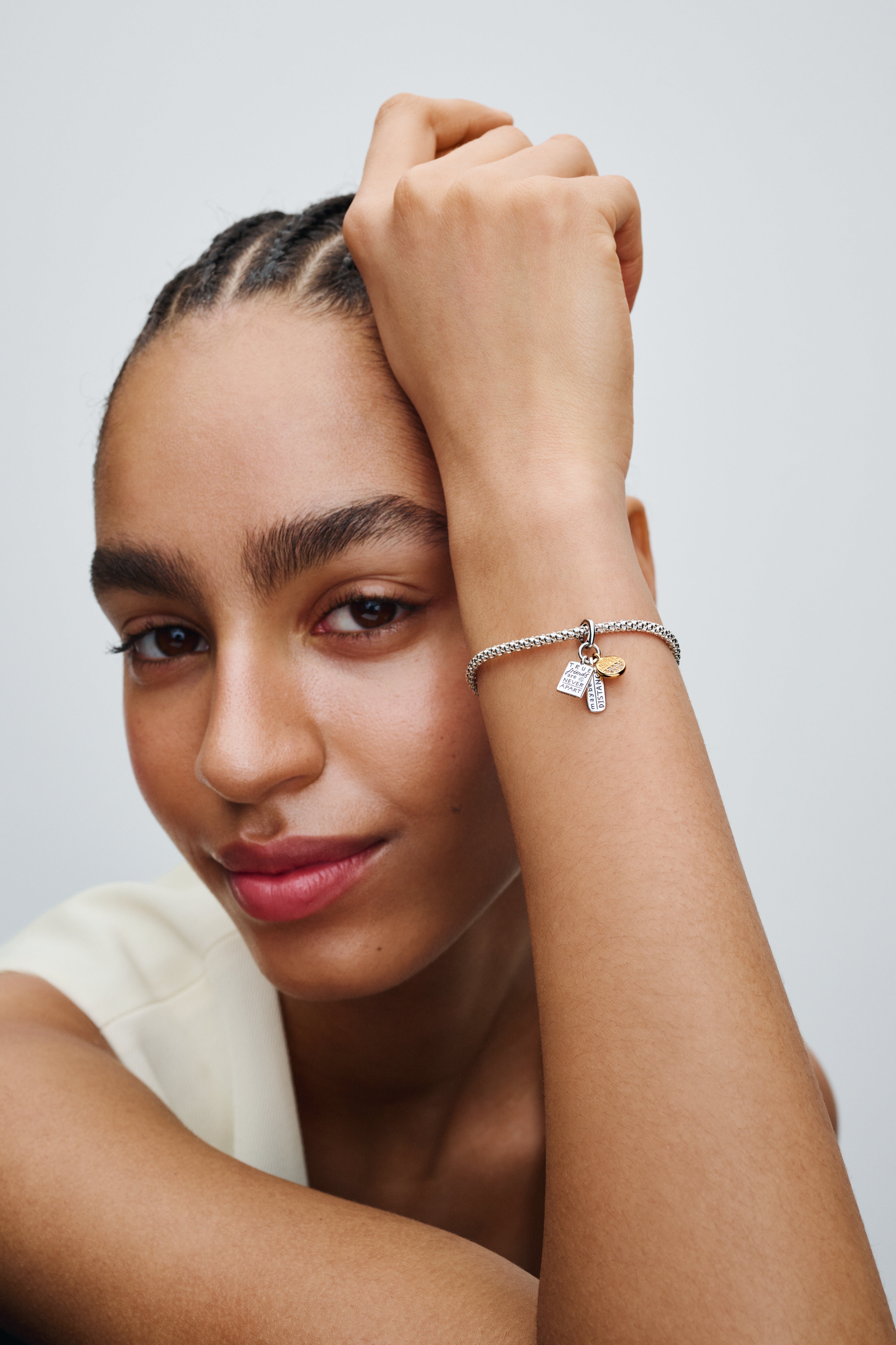 Friendship Sterling Silver And 14K Gold-Plated Dangle With Clear Cubic Zirconia