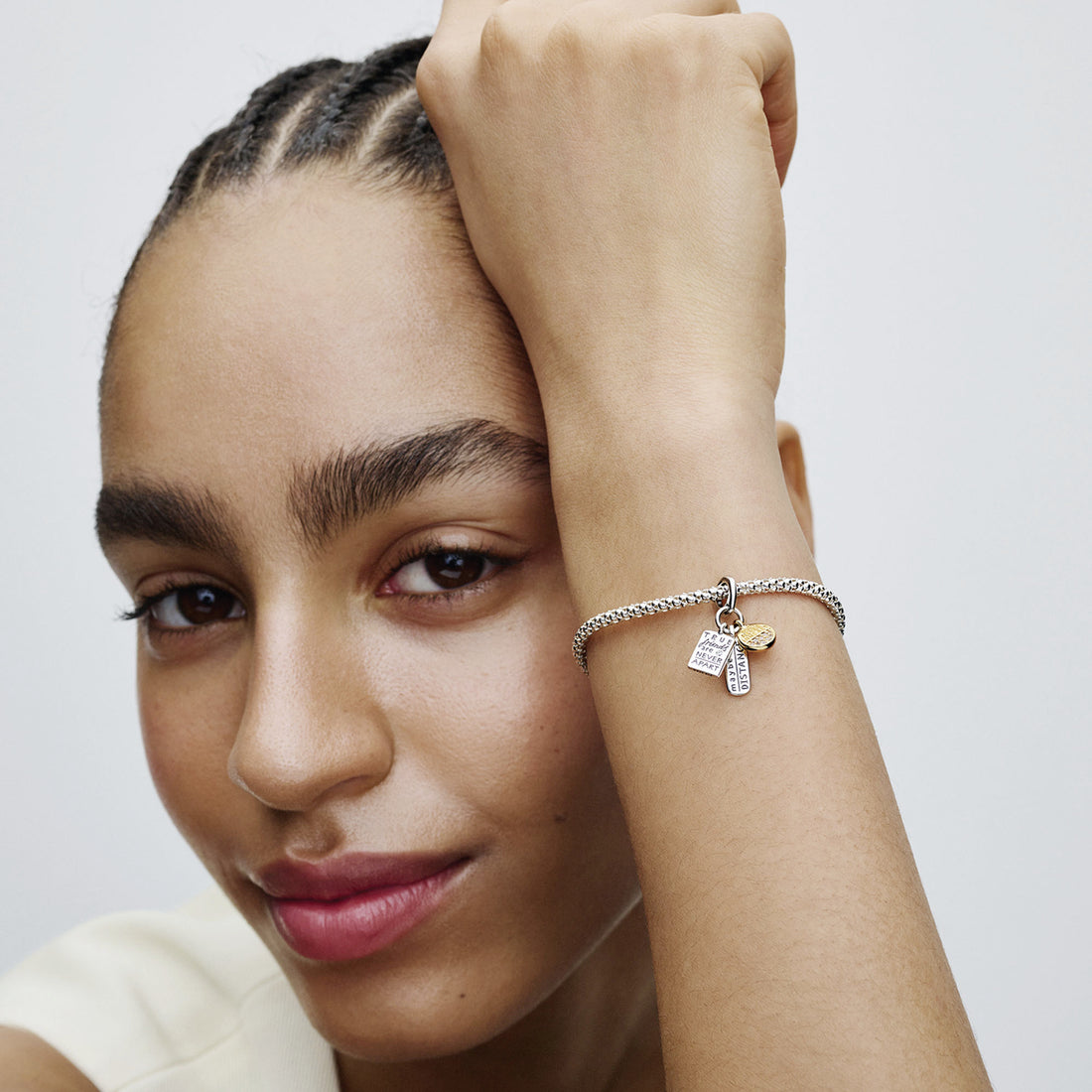 Friendship Sterling Silver And 14K Gold-Plated Dangle With Clear Cubic Zirconia