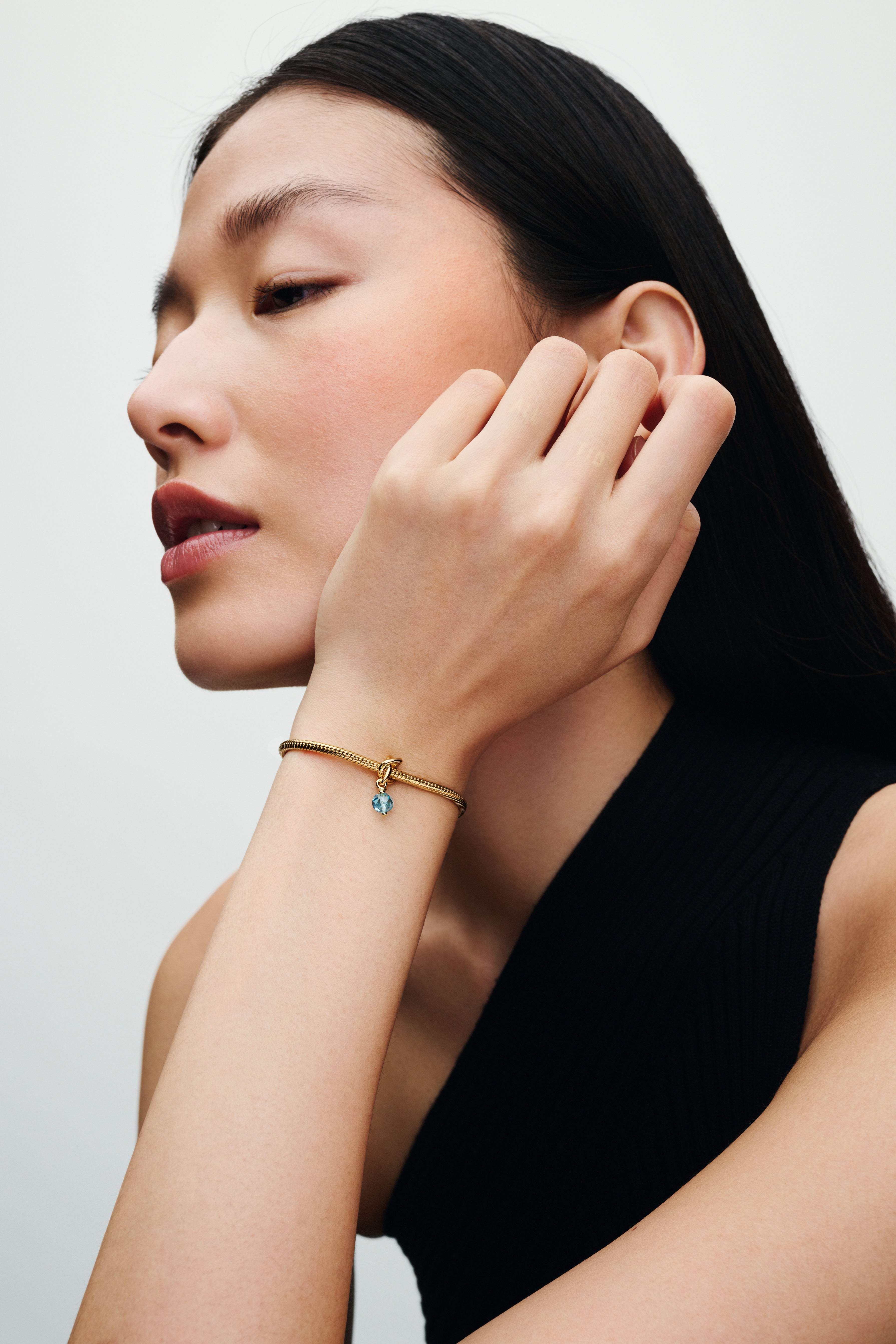 14K Gold-Plated Dangle With Sea Aqua Blue Crystal