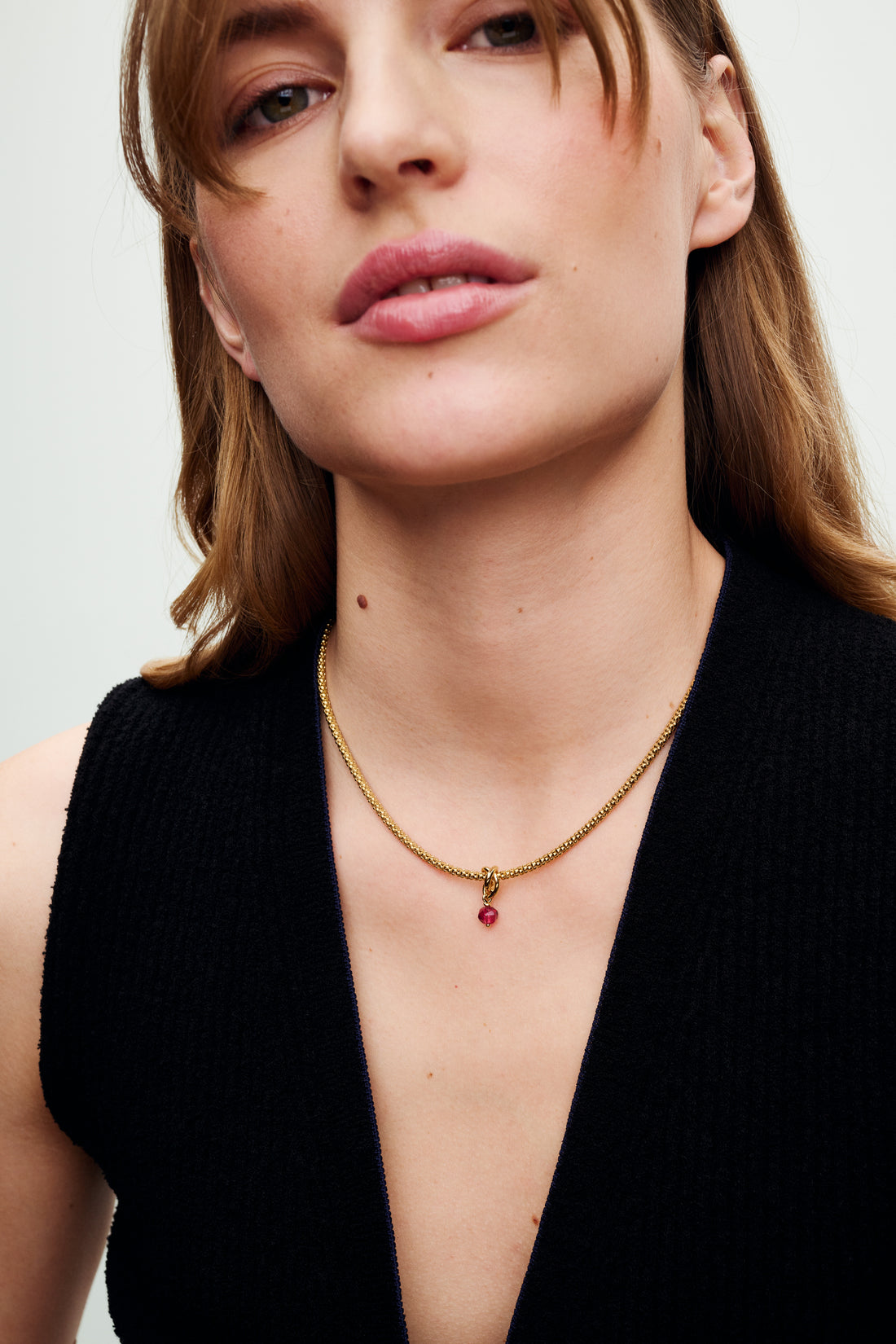 14K Gold-Plated Dangle With True Red Crystal