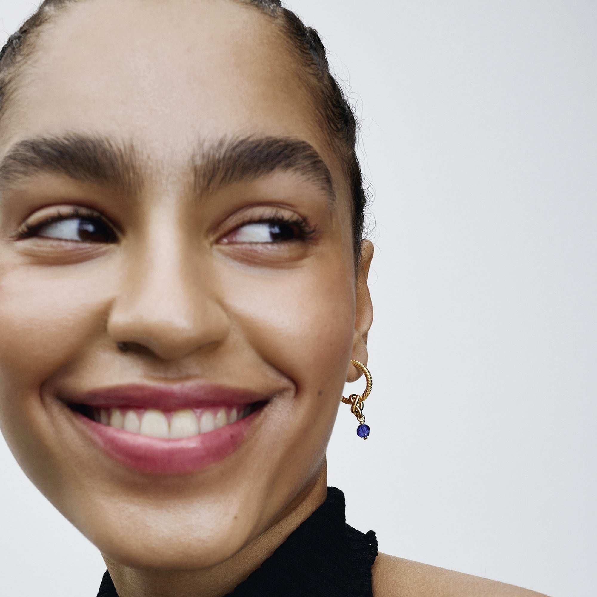 14K Gold-Plated Dangle With Princess Blue Crystal