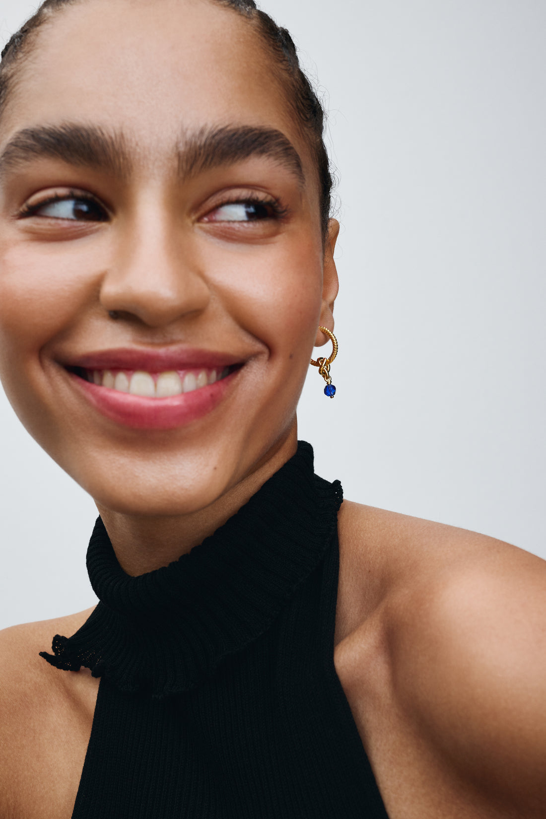 14K Gold-Plated Dangle With Princess Blue Crystal