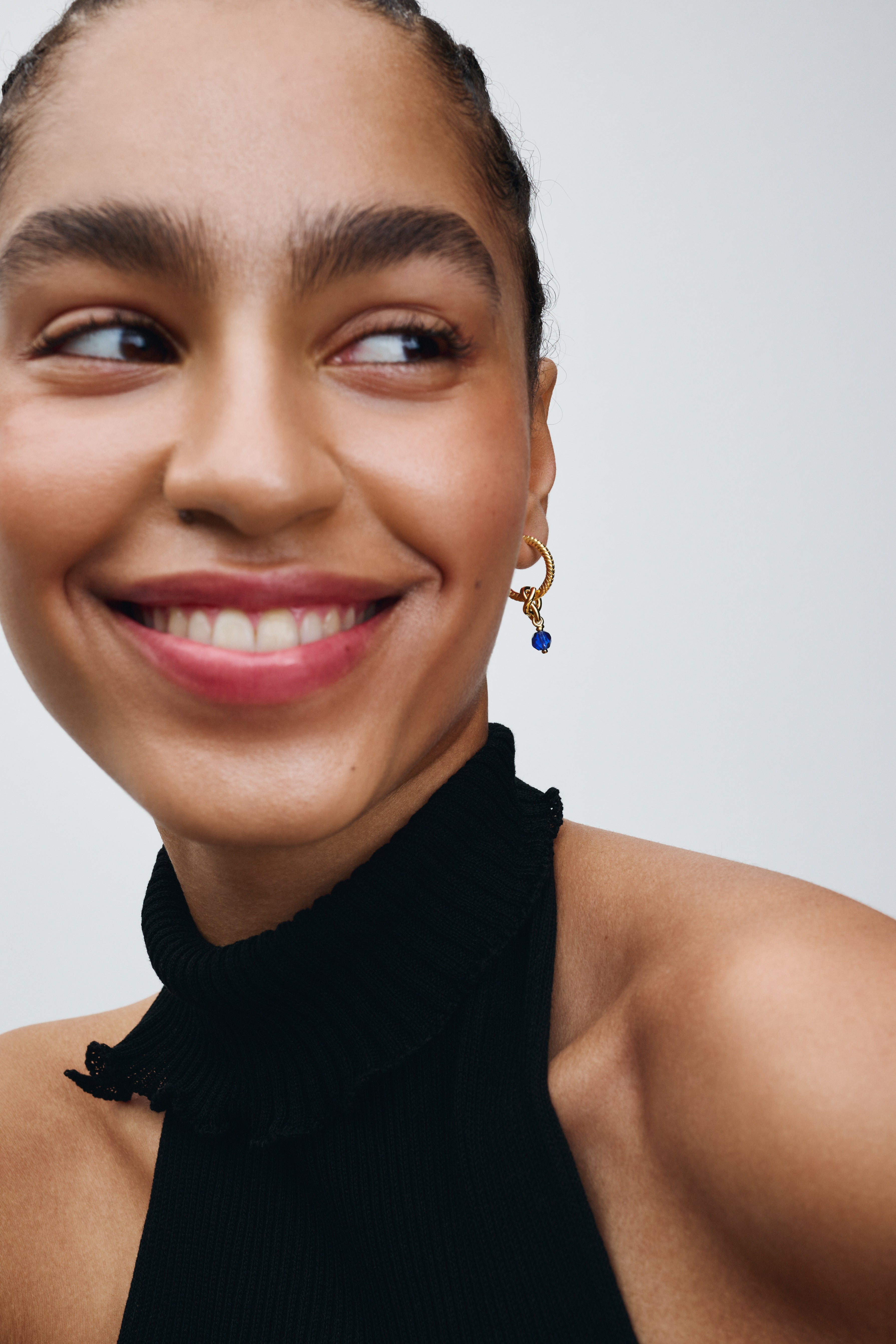 14K Gold-Plated Dangle With Princess Blue Crystal