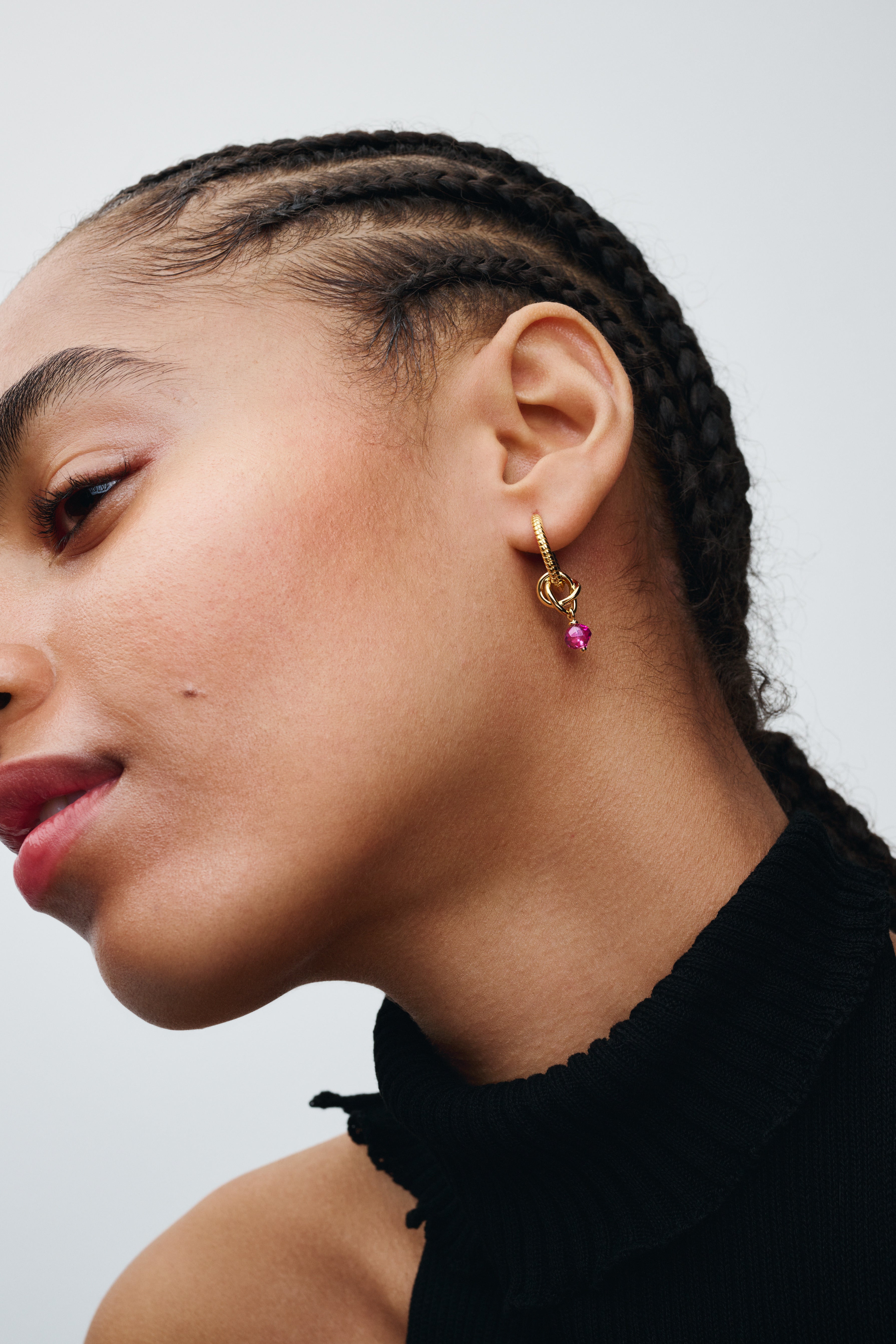 14K Gold-Plated Dangle With Phlox Pink Crystal