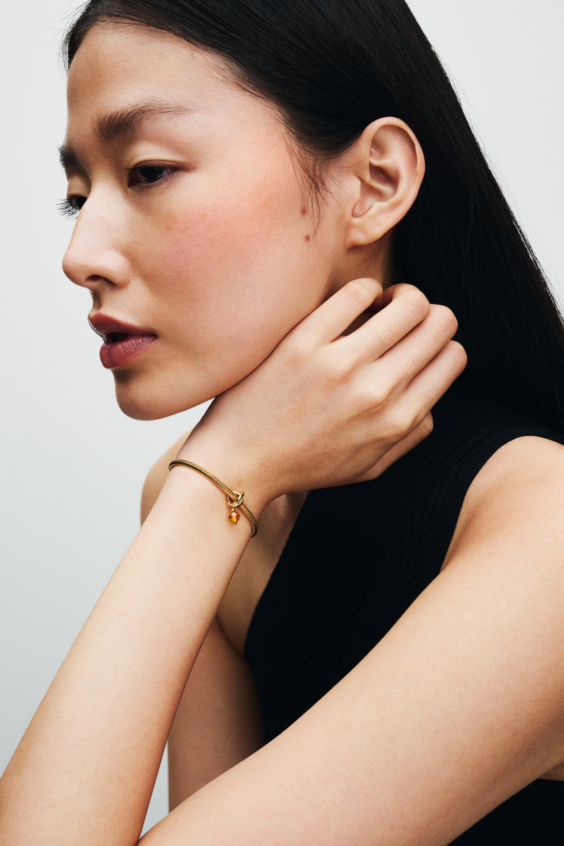 14K Gold-Plated Dangle With Honey Coloured Crystal