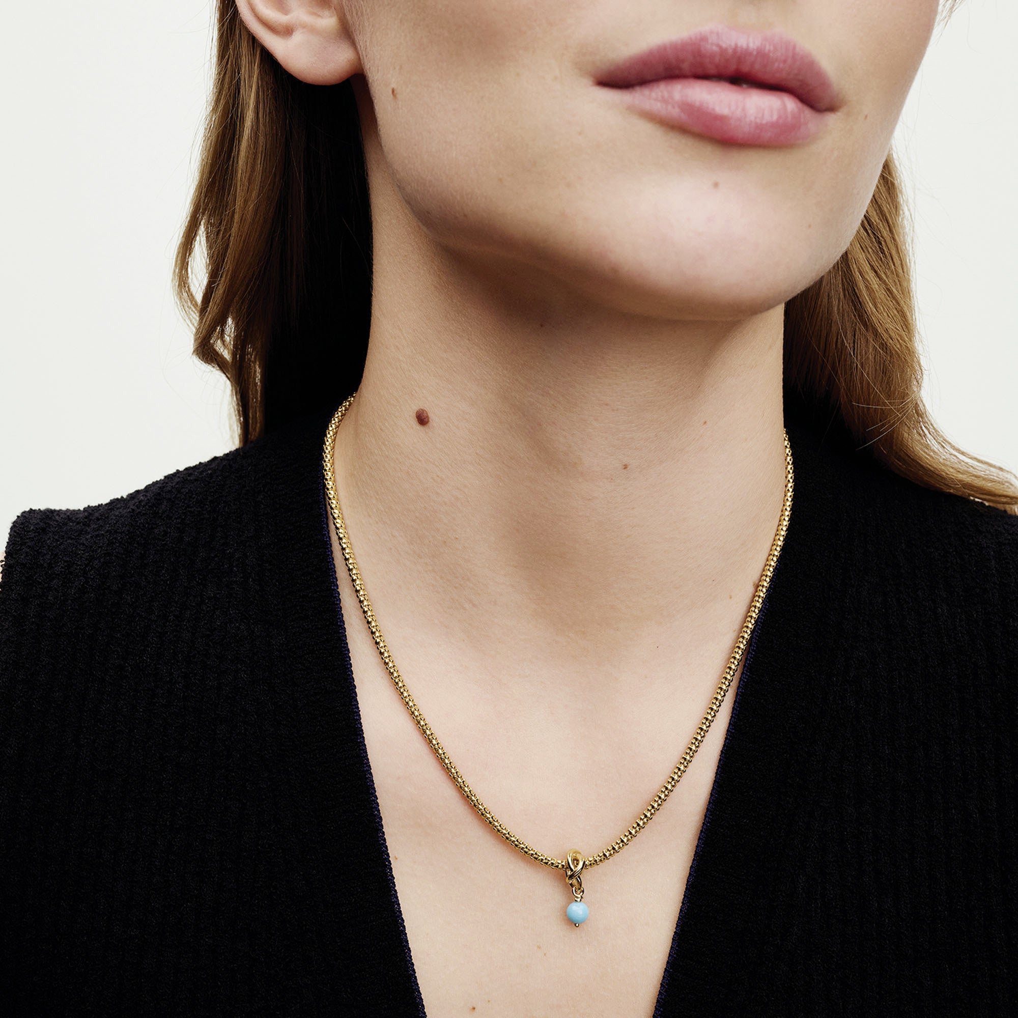 14K Gold-Plated Dangle With Capri Blue Crystal