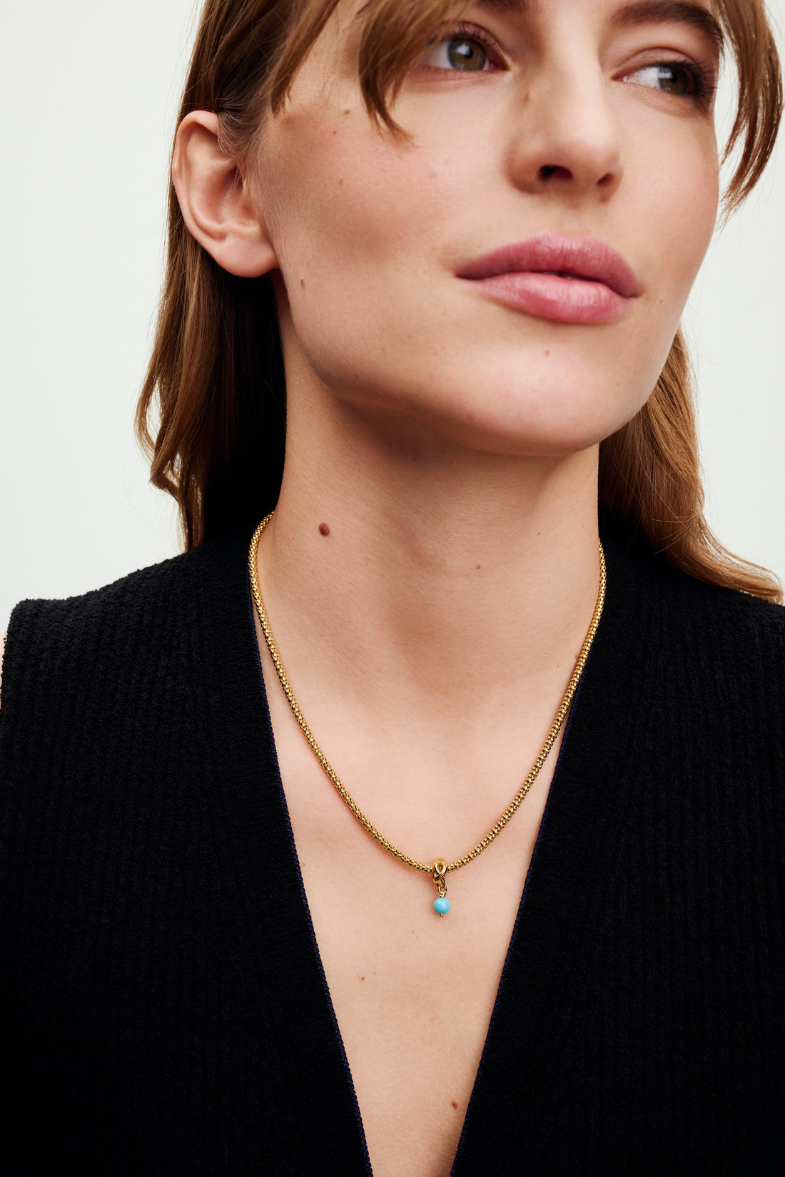 14K Gold-Plated Dangle With Capri Blue Crystal