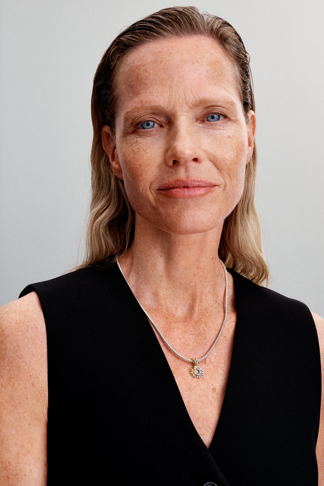 Sun And Moon Sterling Silver And 14K Gold-Plated Splittable Dangle With Clear Cubic Zirconia