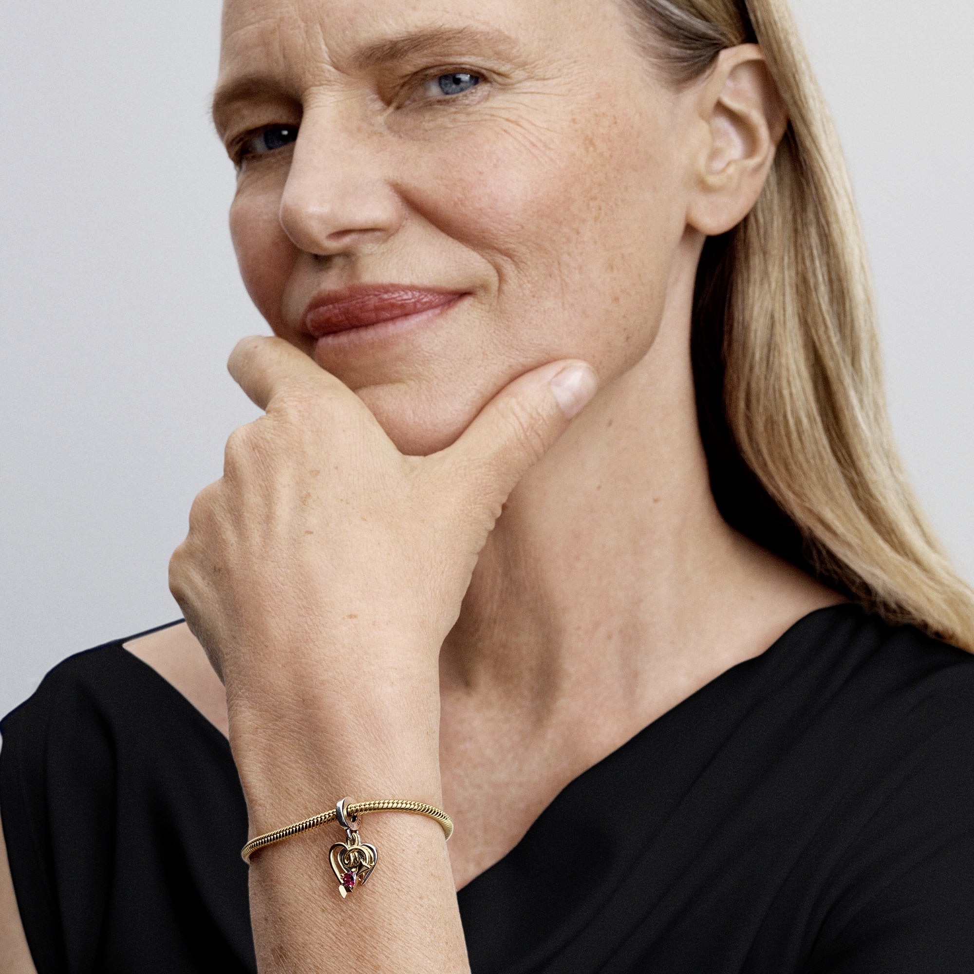 Engravable Heart And Arrow Sterling Silver And 14K Gold-Plated Double Dangle With Red Cubic Zirconia