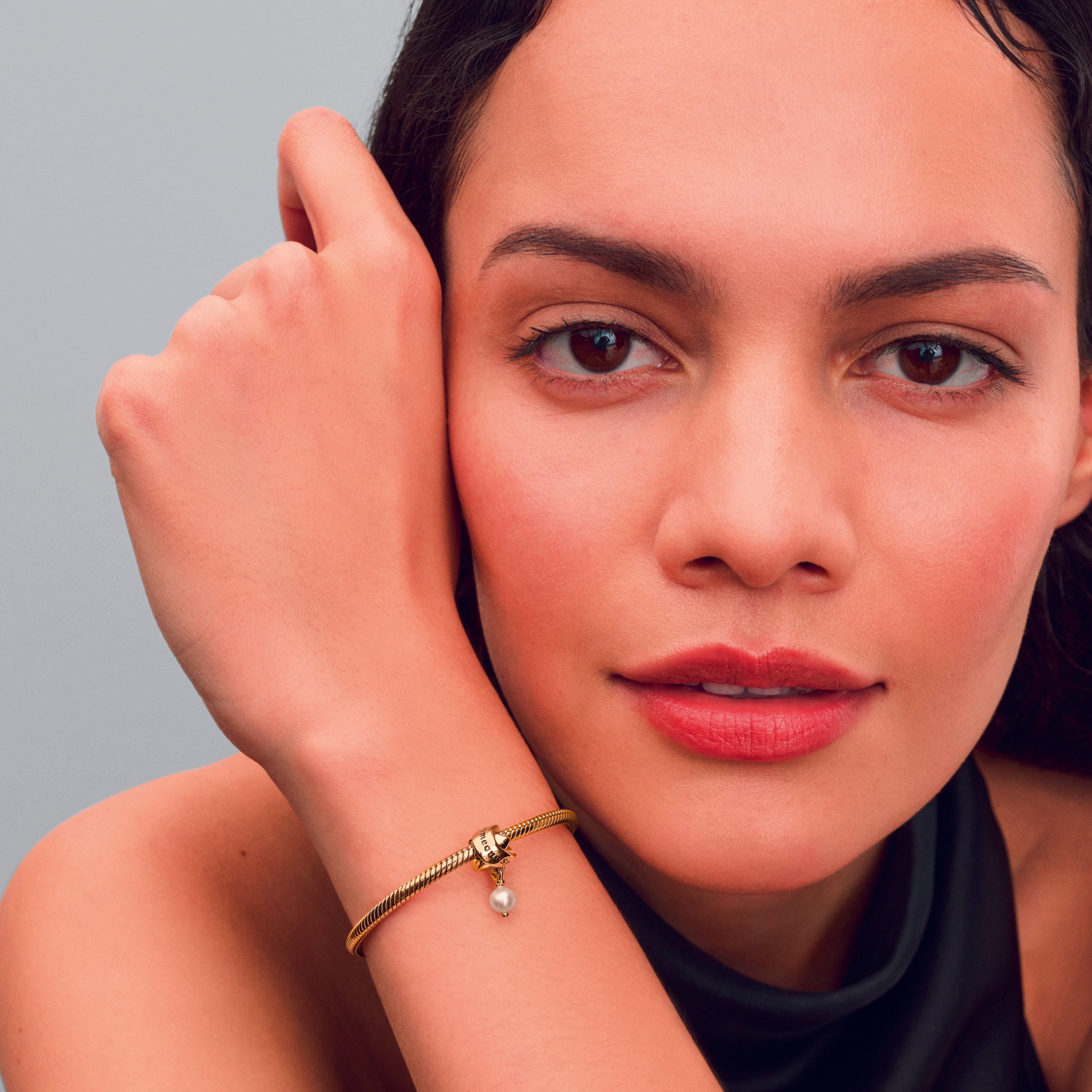 Someone Special 14K Gold-Plated Dangle With White Treated Freshwater Cultured Pearl And Black Enamel