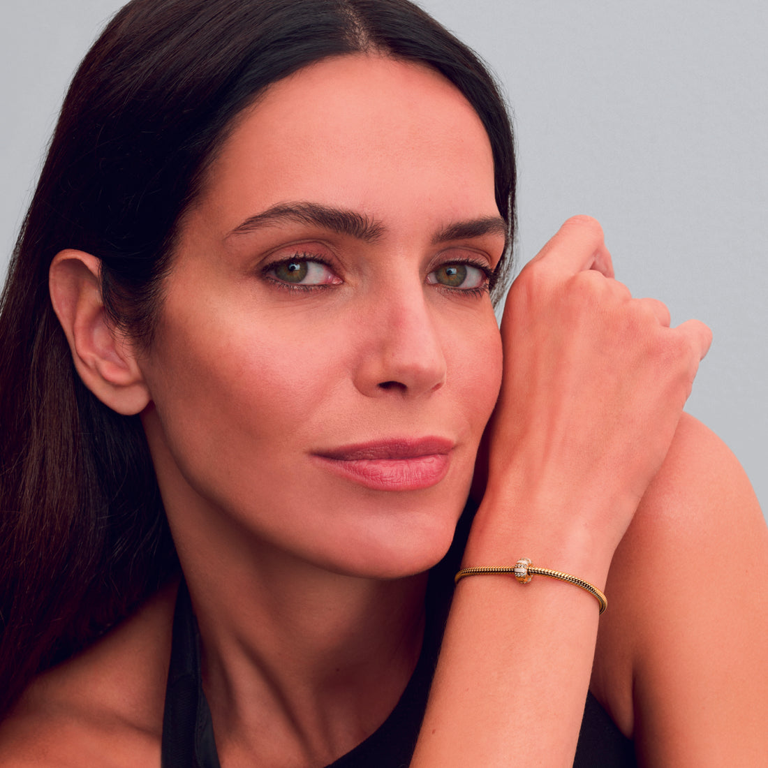 14K Gold-Plated Clip With Clear Cubic Zirconia, Shimmering White Enamel And Silicone Grip