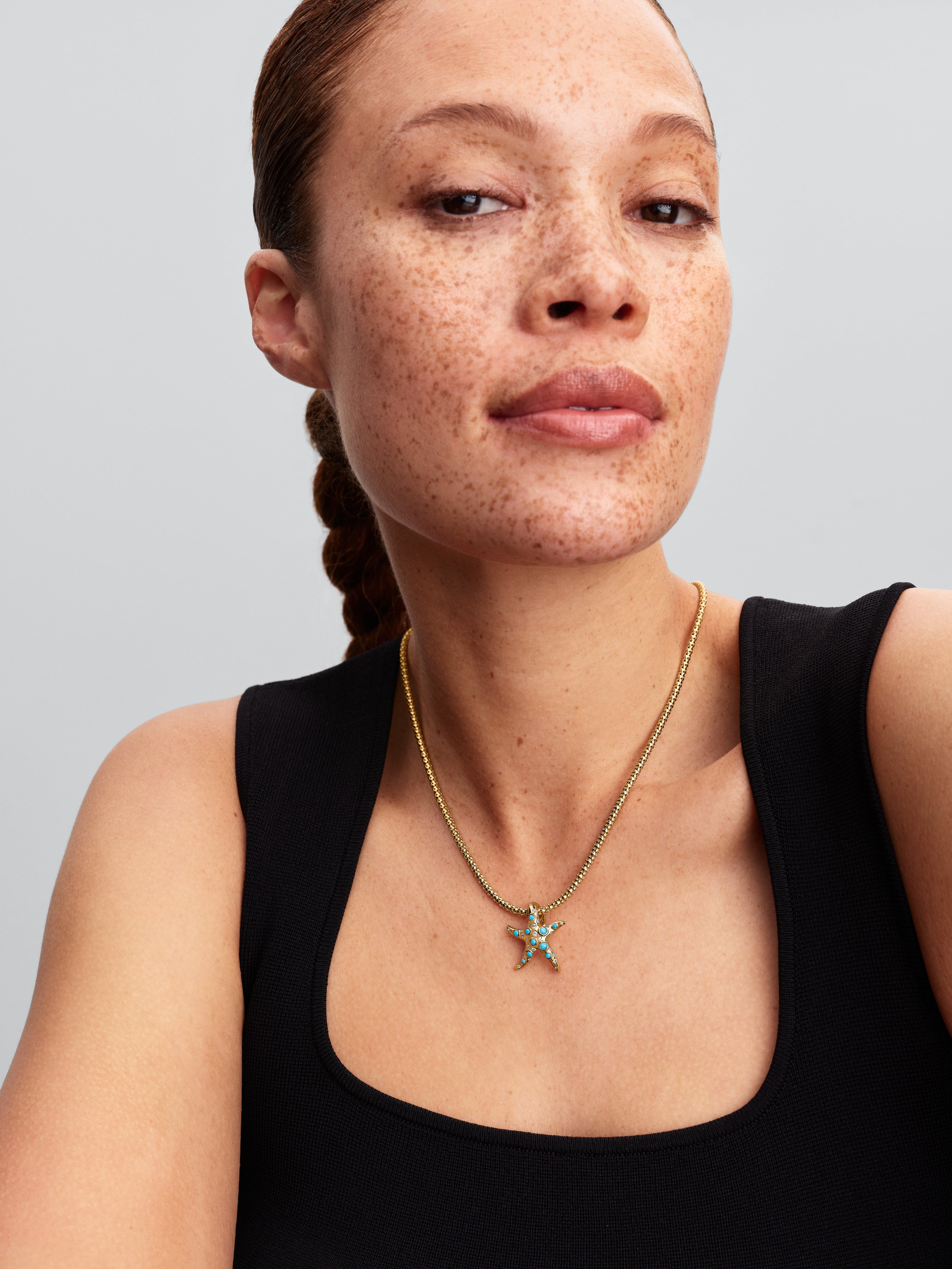 Starfish 14K Gold-Plated Dangle With Clear Cubic Zirconia And Capri Blue Crystal