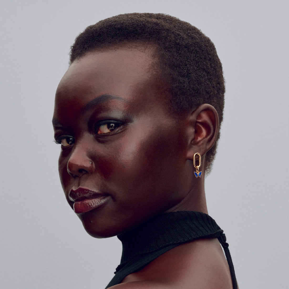 Butterfly 14K Gold-Plated Mini Dangle With Imitation Lapis Lazulli