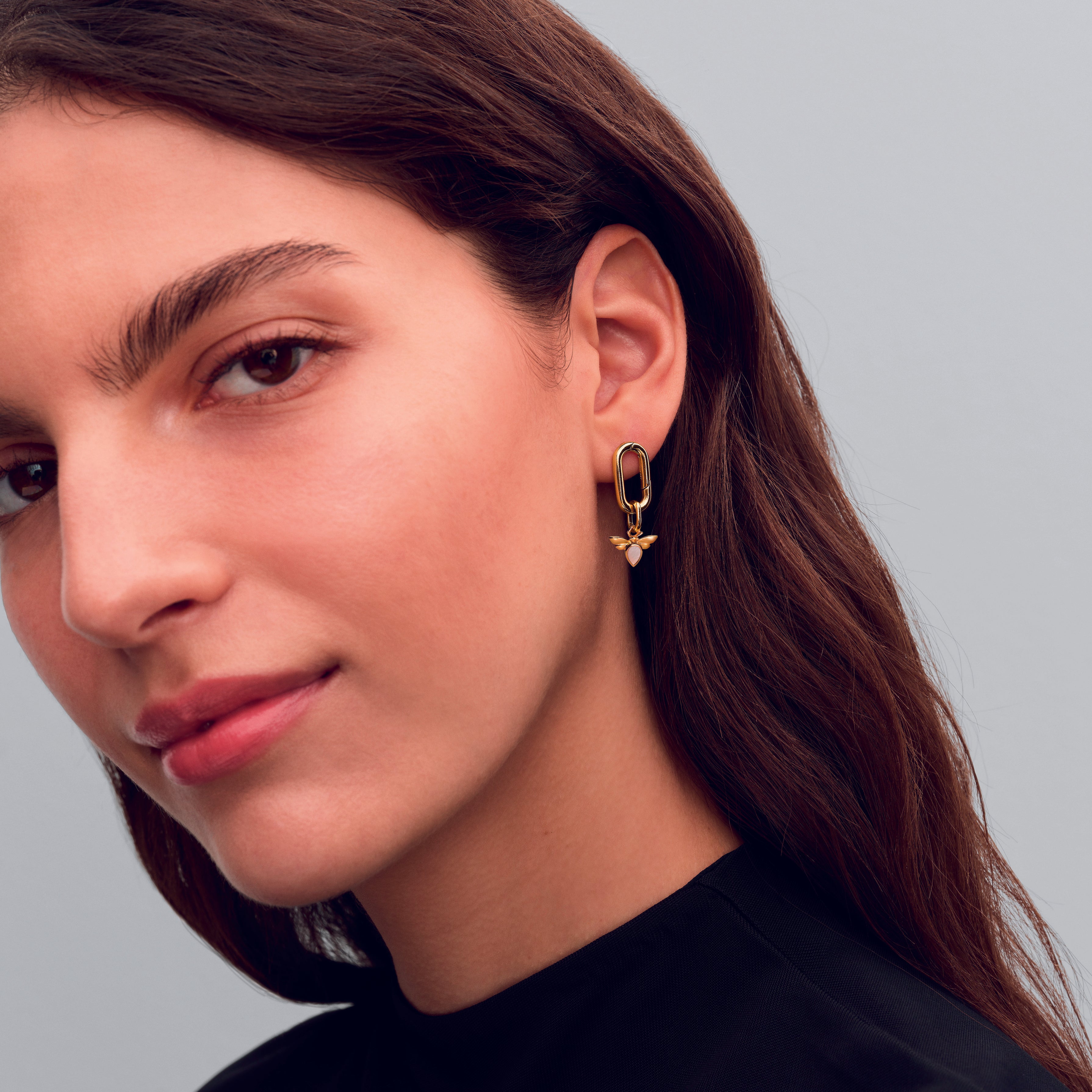 Bee 14K Gold-Plated Mini Dangle With White Bioresin Man-Made Mother Of Pearl