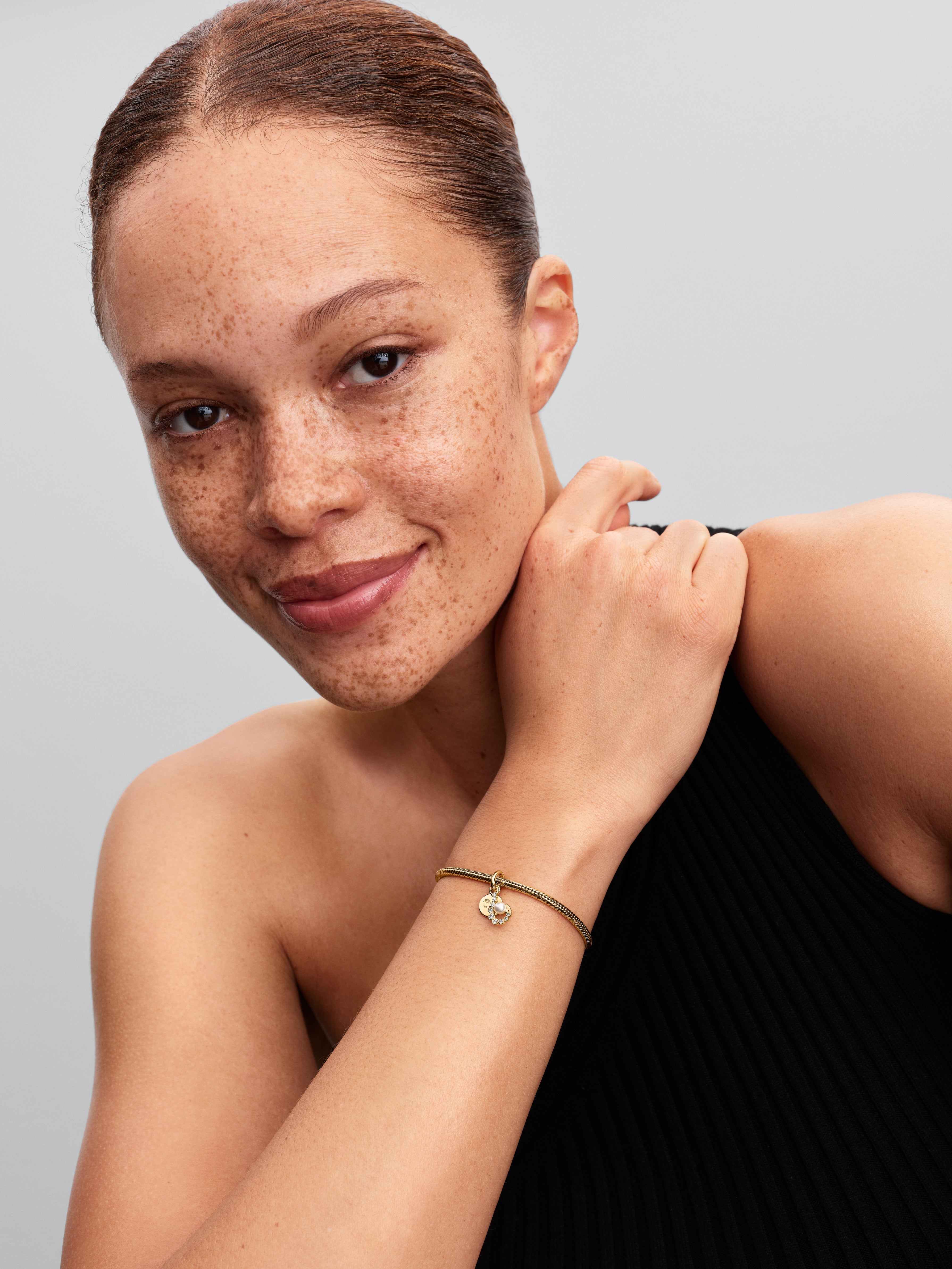 Hook 14K Gold-Plated Double Dangle With White Lacquered Artificial Pearl And Clear Cubic Zirconia