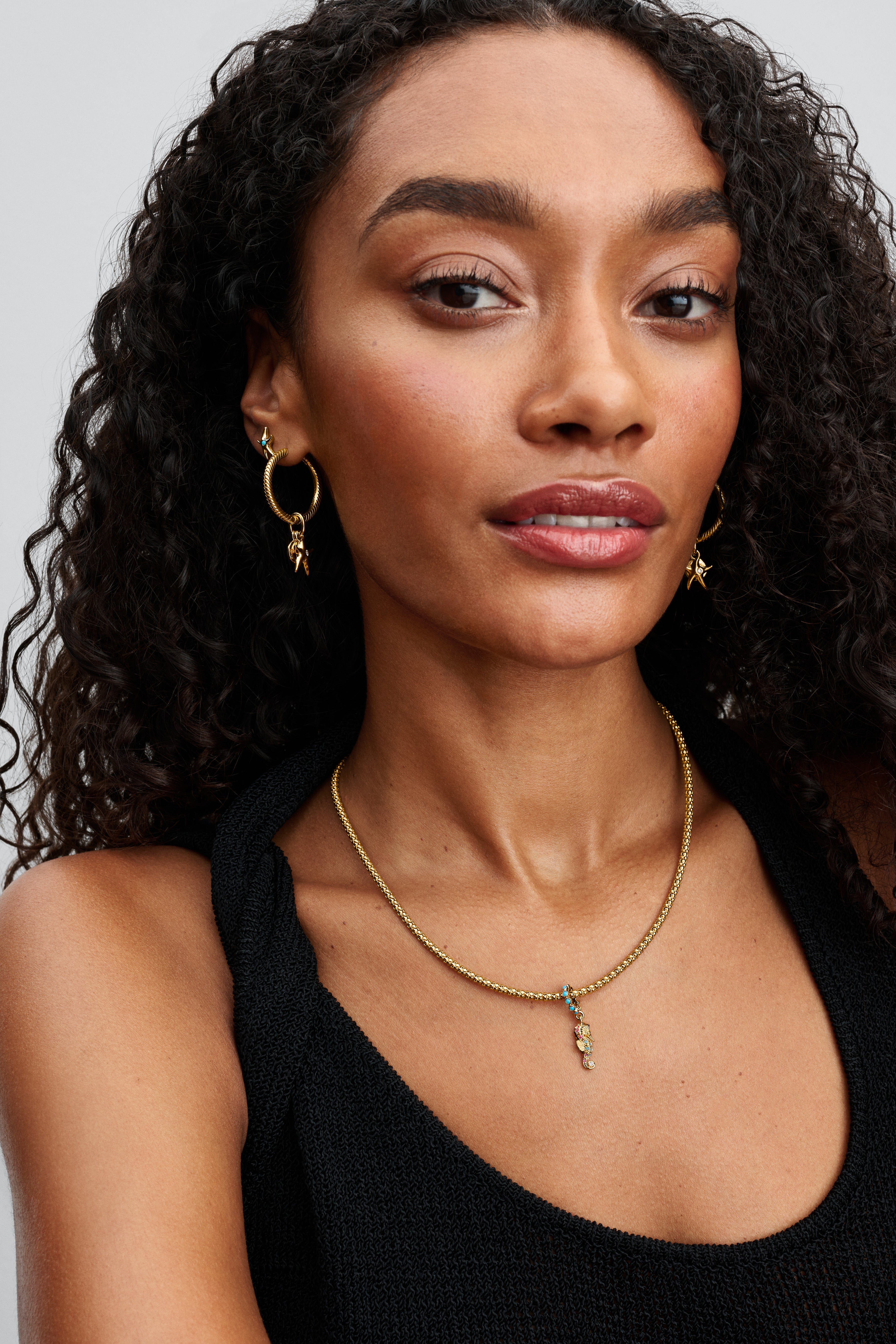 Seahorse 14K Gold-Plated Dangle With Clear Cubic Zirconia, Capri Blue Crystal And Phlox Pink Crystal