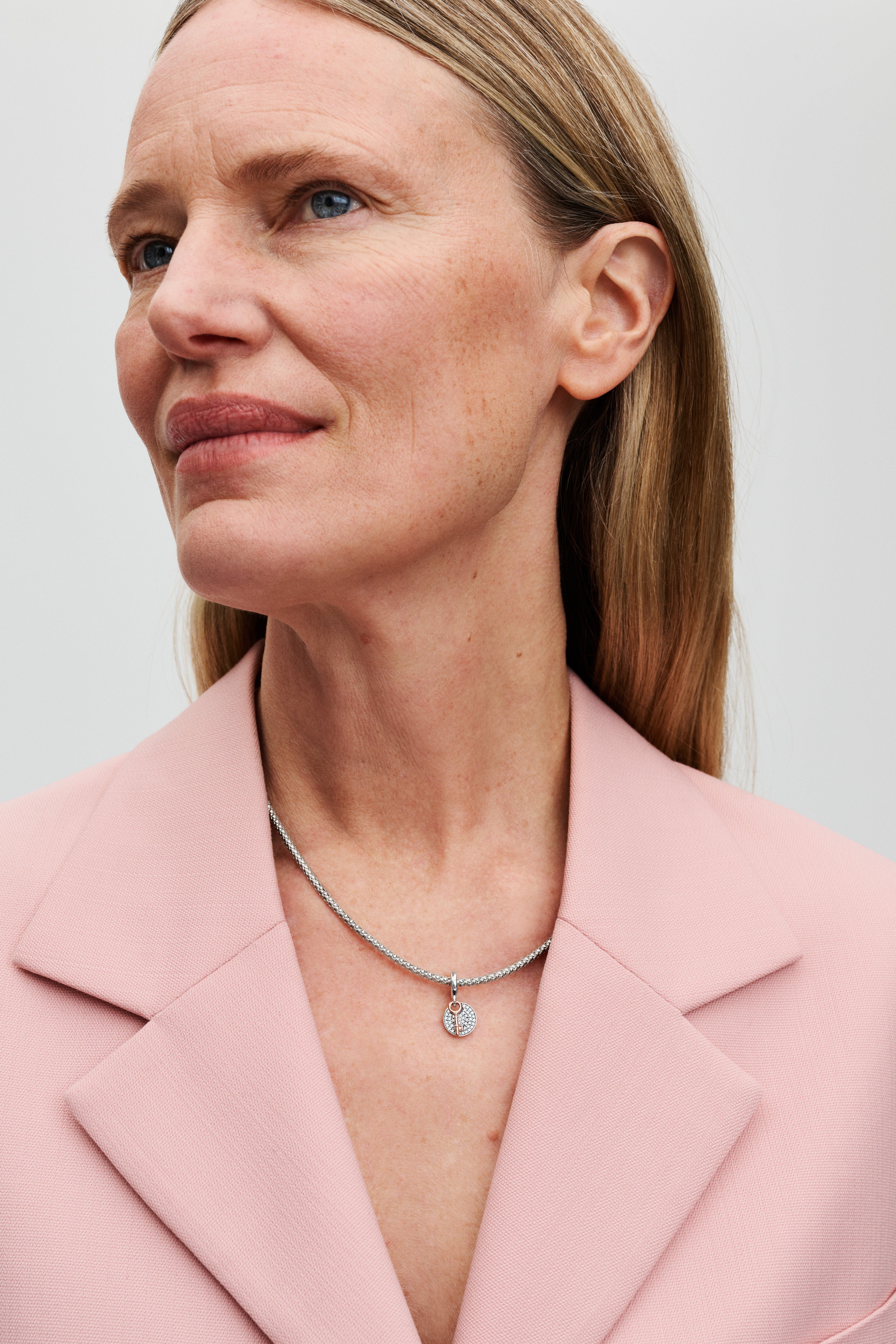 Key Sterling Silver And 14K Rose Gold-Plated Double Dangle With Clear Cubic Zirconia