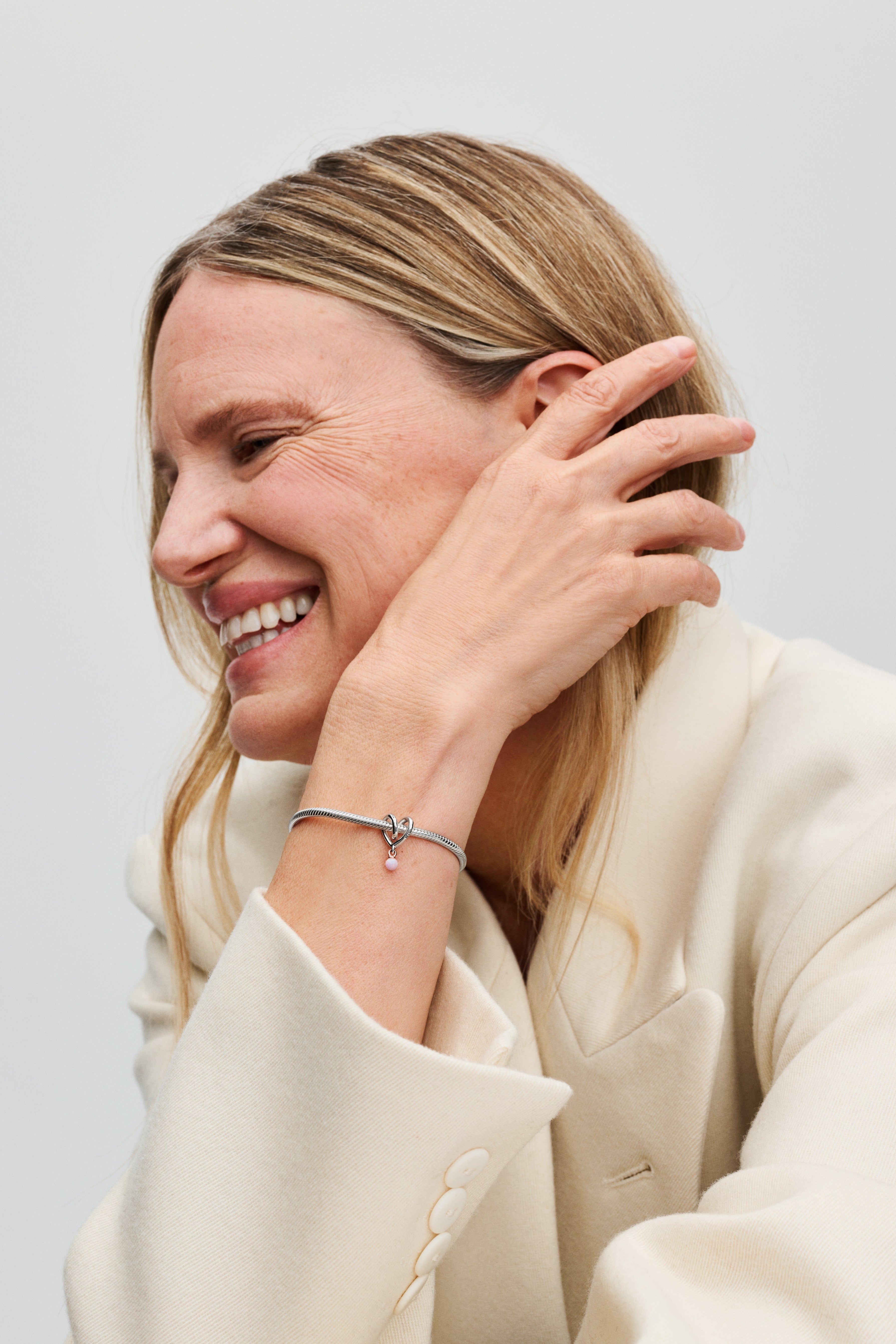 Wrapped Heart Sterling Silver And 14K Rose-Gold Plated Charm With Pink Lab-Created Opal