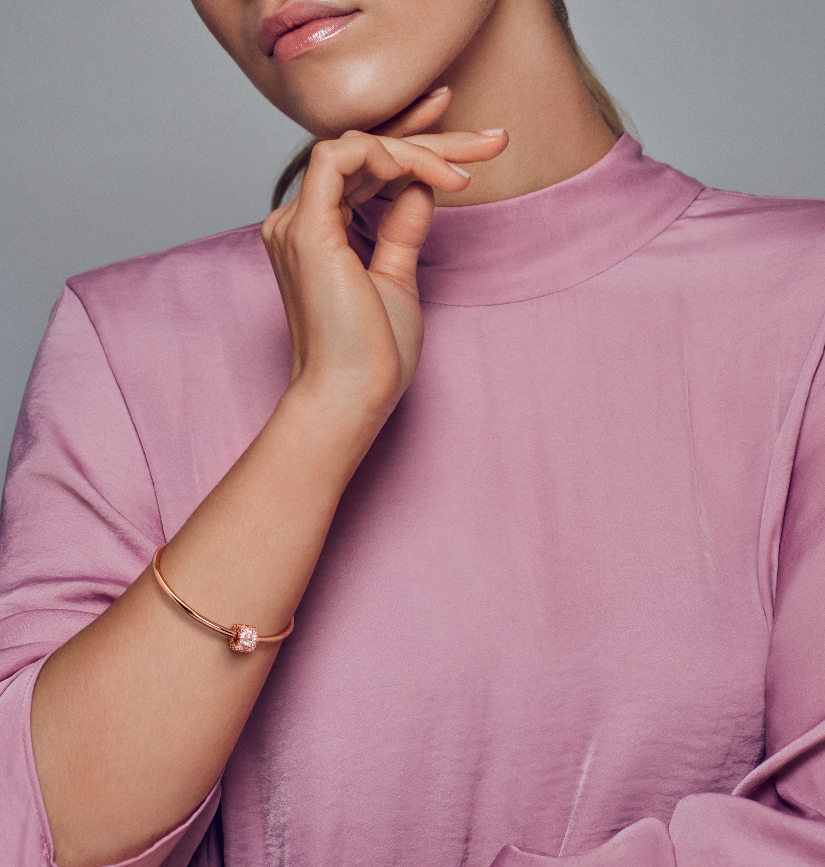 14K Rose Gold-Plated Charm With Clear And Fancy Fairy Tale Pink Cubic Zirconia