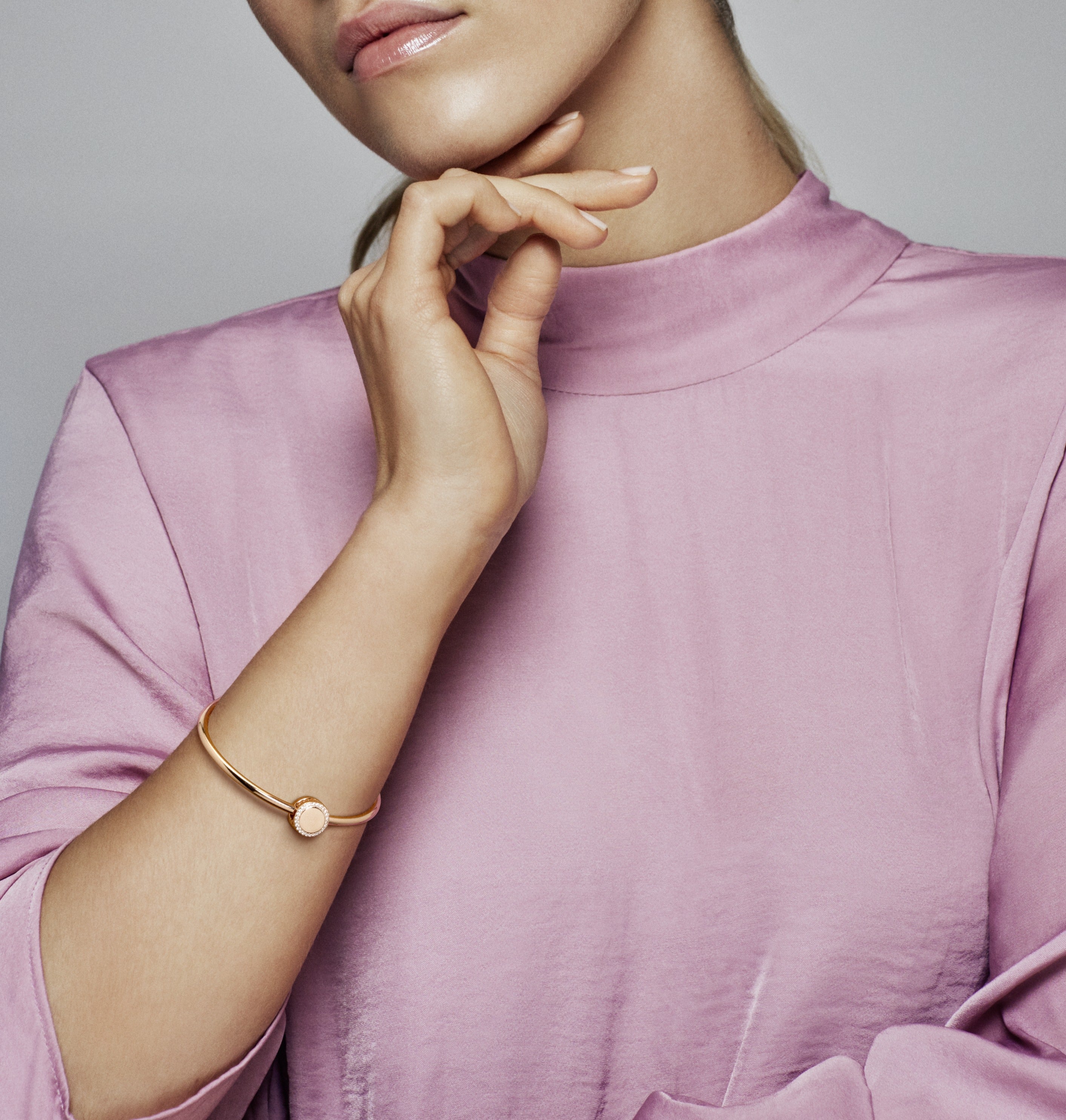 Engravable 14K Rose Gold-Plated Charm With Clear Cubic Zirconia