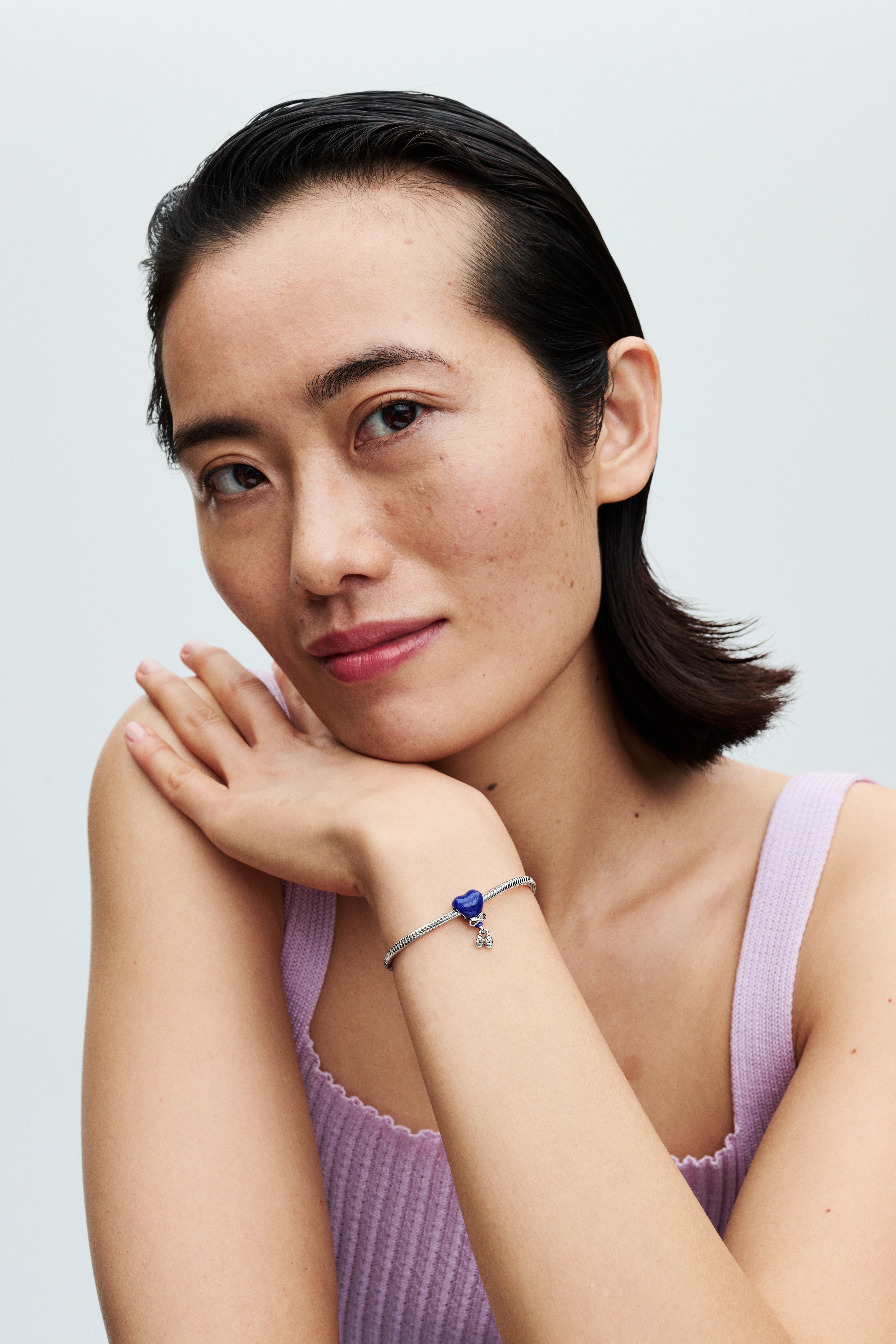 Baby Boy Balloon Sterling Silver Charm With Color Changing Purple To Light Blue And Black Enamel