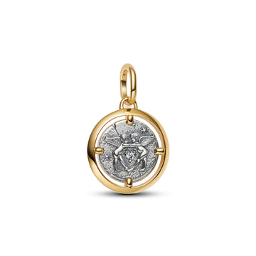 Cupids Sterling Silver And 14K Gold-Plated Medallion With Clear Cubic Zirconia