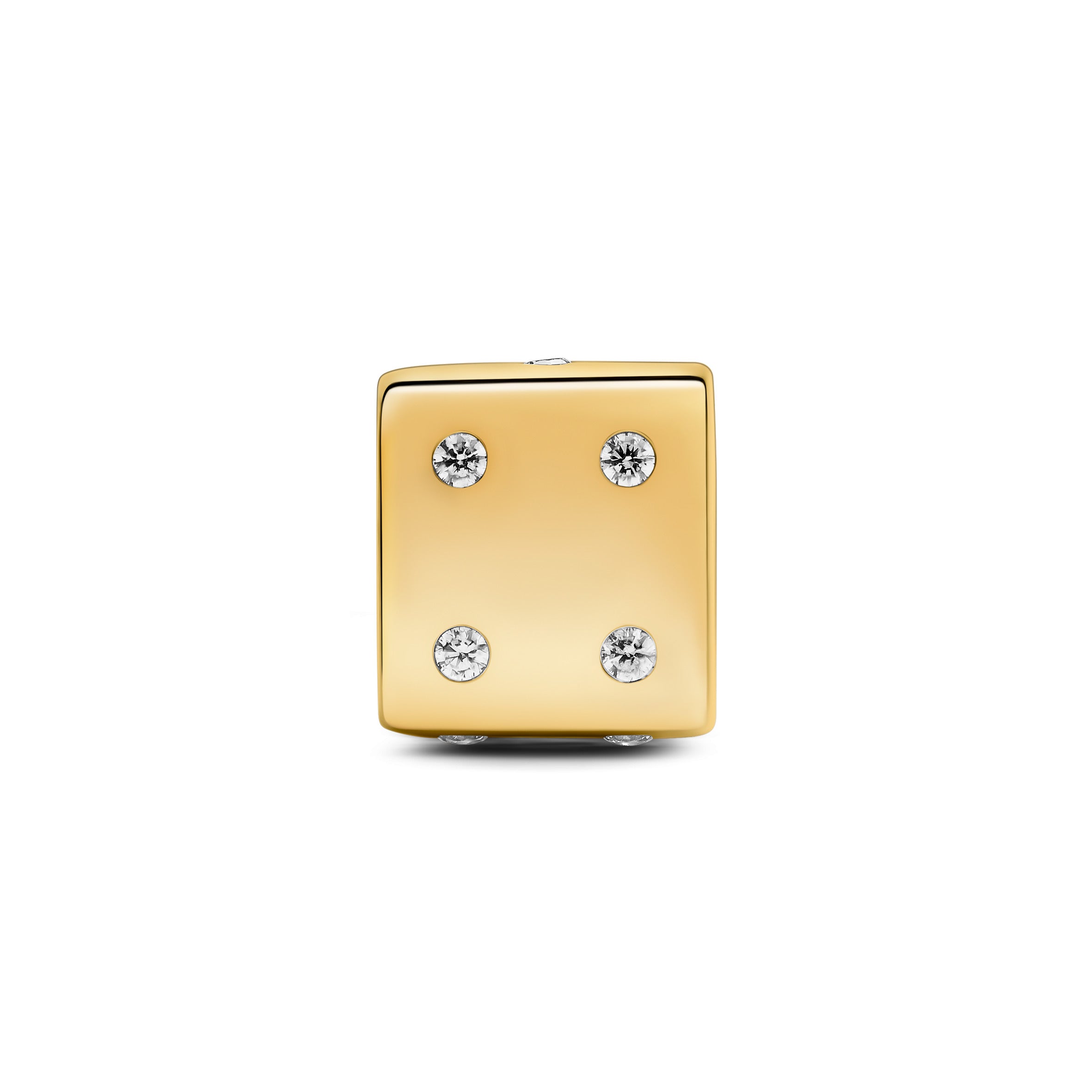 Dice 14K Gold-Plated Charm With Clear Cubic Zirconia