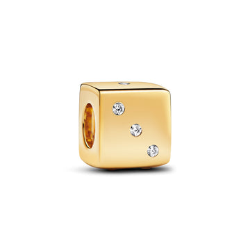 Dice 14K Gold-Plated Charm With Clear Cubic Zirconia