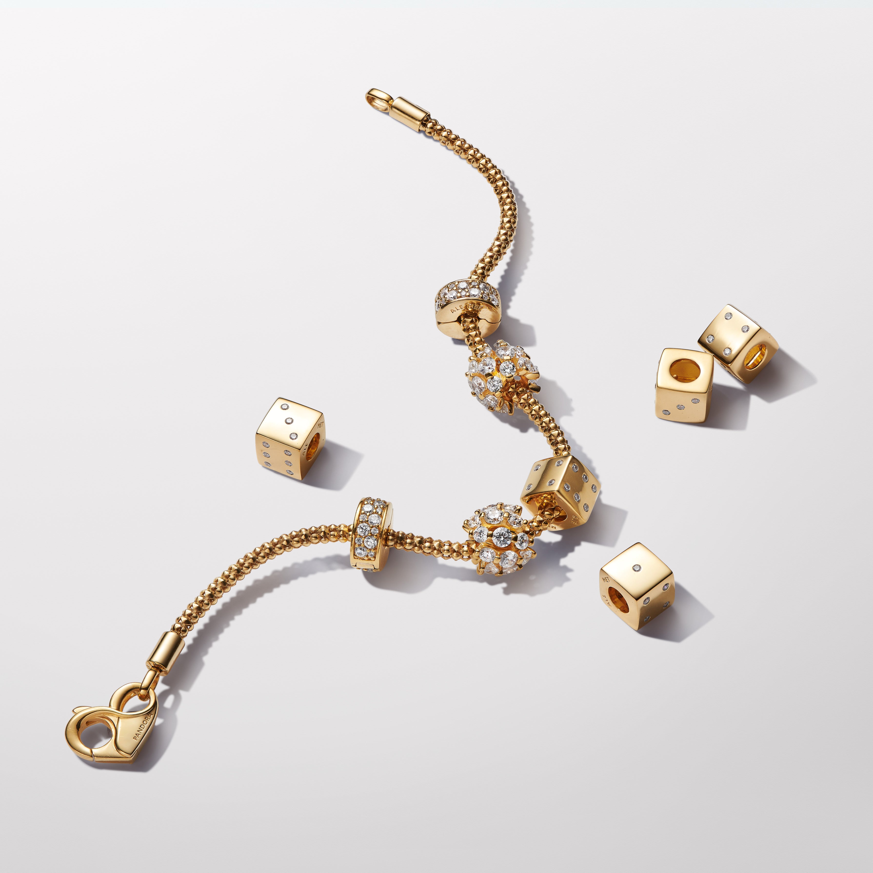 Dice 14K Gold-Plated Charm With Clear Cubic Zirconia