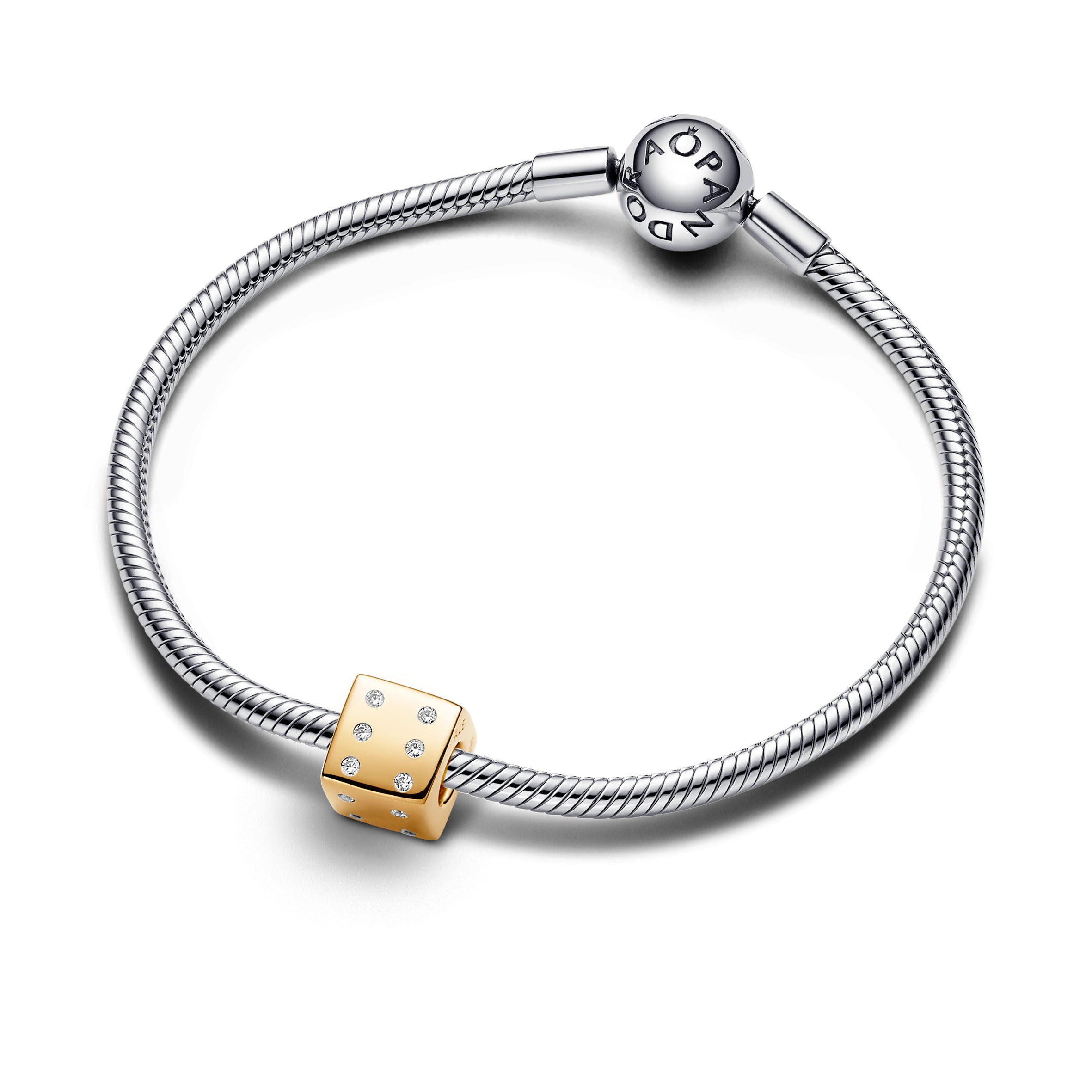 Dice 14K Gold-Plated Charm With Clear Cubic Zirconia