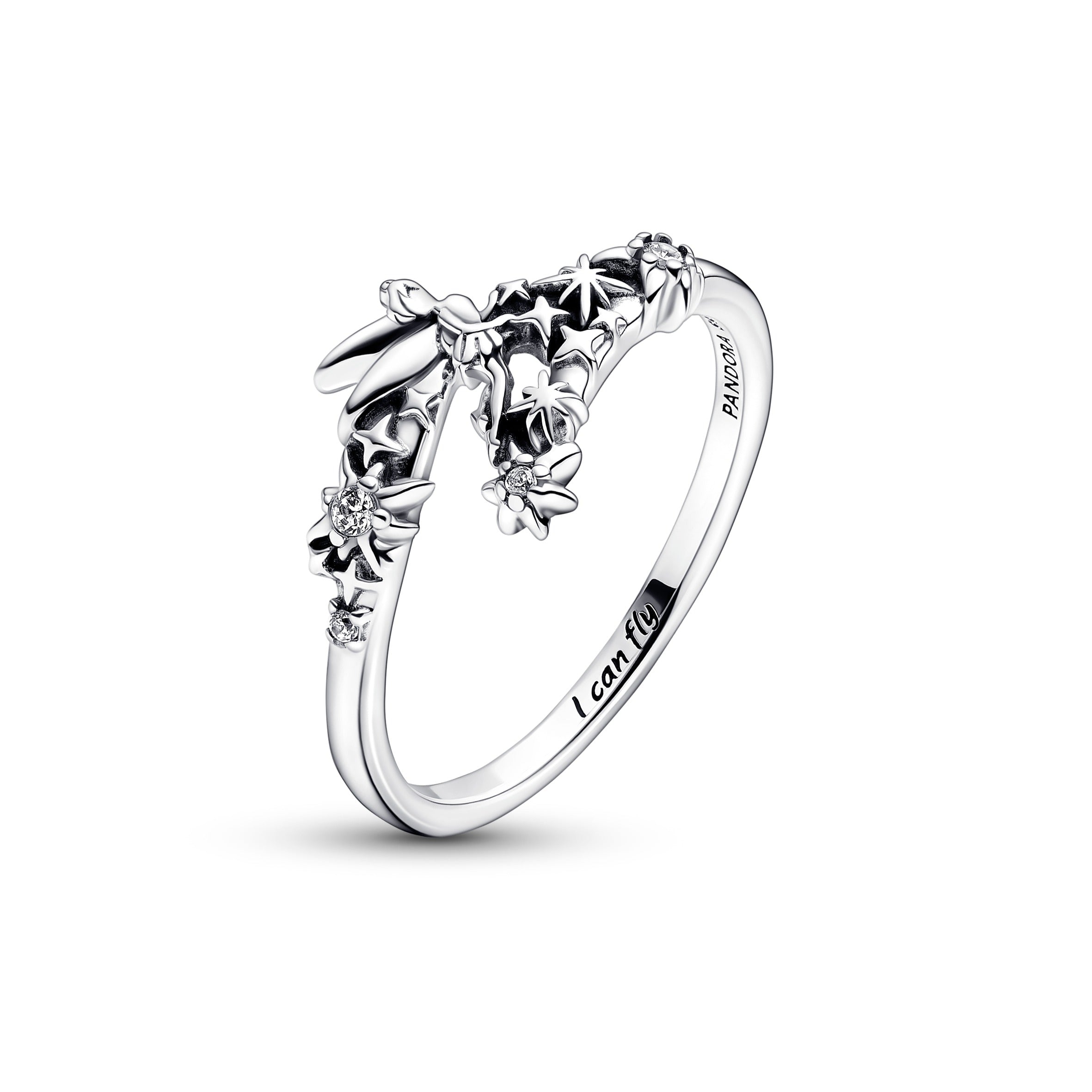 Disney Tinkerbell Sterling Silver Ring With Clear Cubic Zirconia