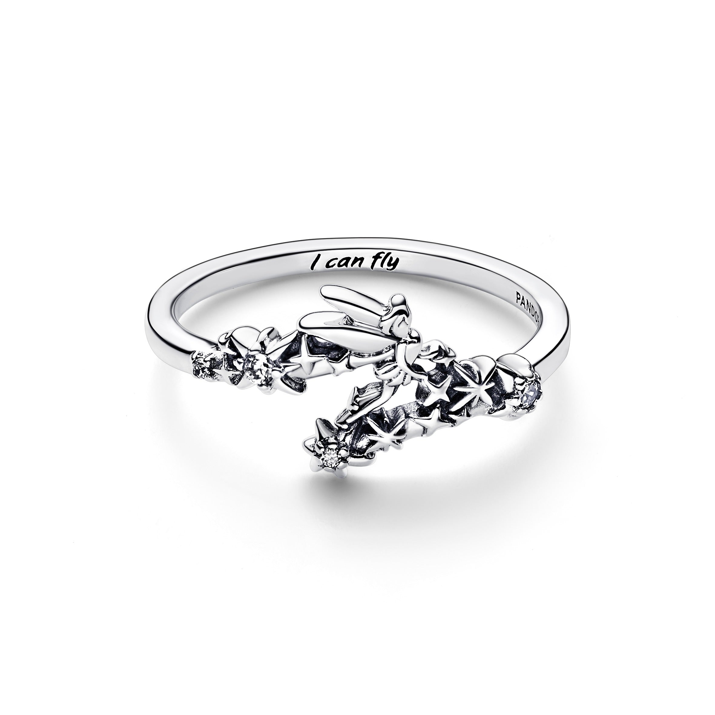 Disney Tinkerbell Sterling Silver Ring With Clear Cubic Zirconia